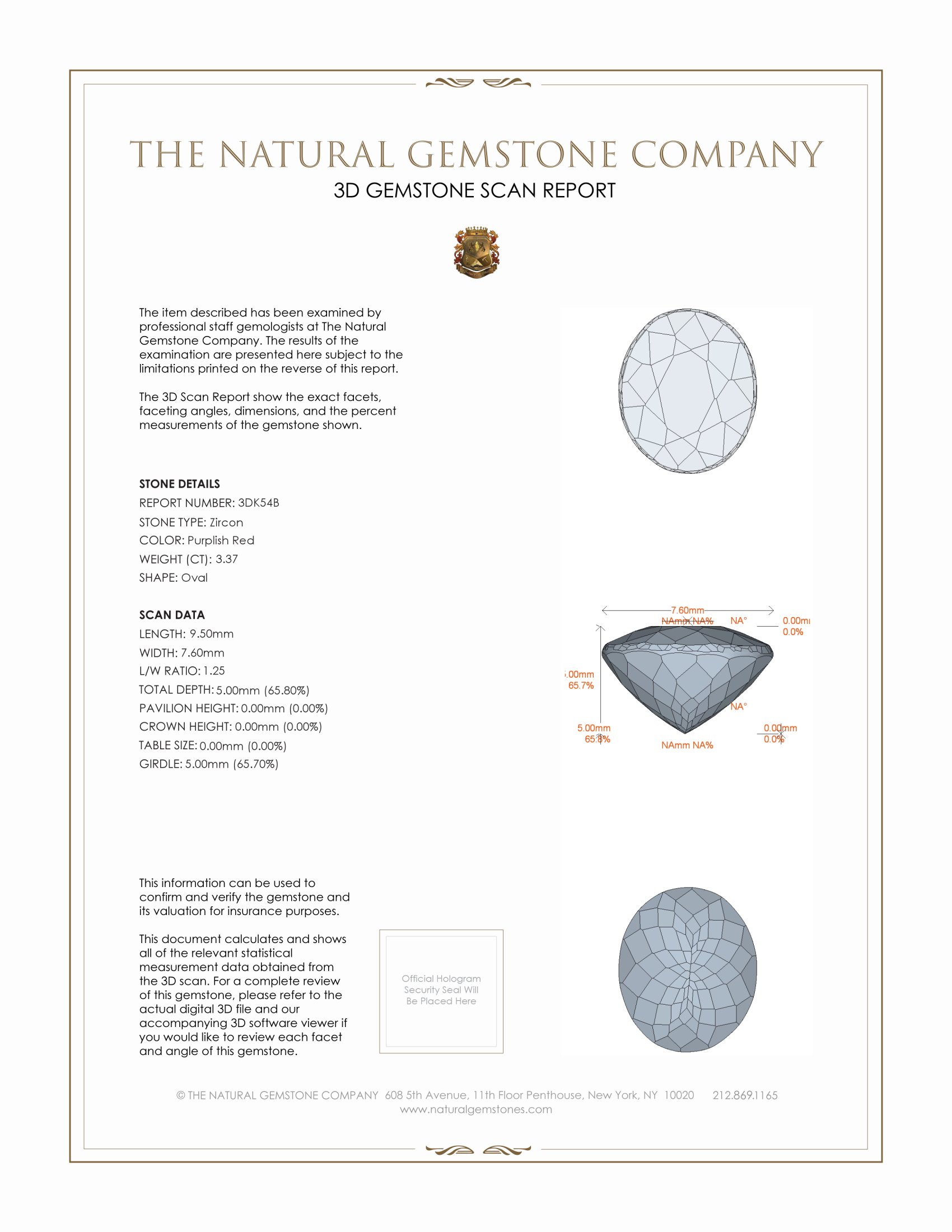 3.37 Ct. Zircon from Ceylon (Sri Lanka)