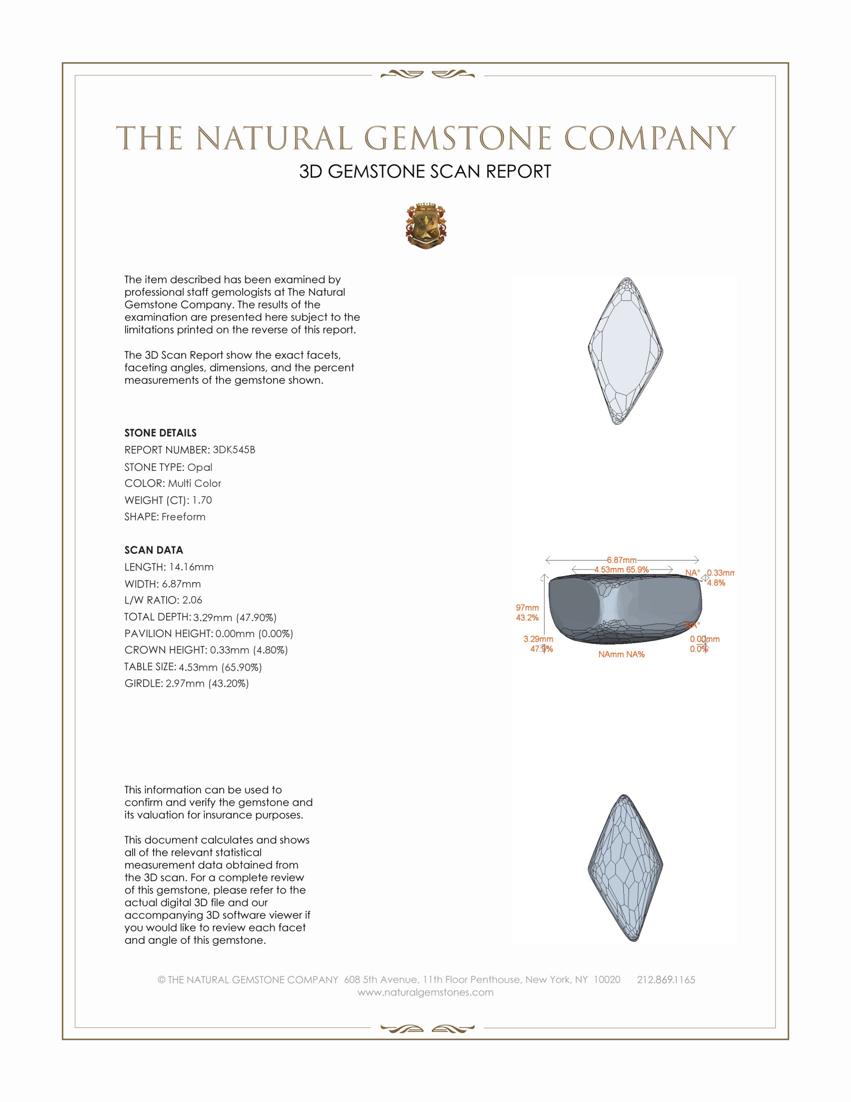 1.70 Ct. Crystal/Jelly Opal from Australia