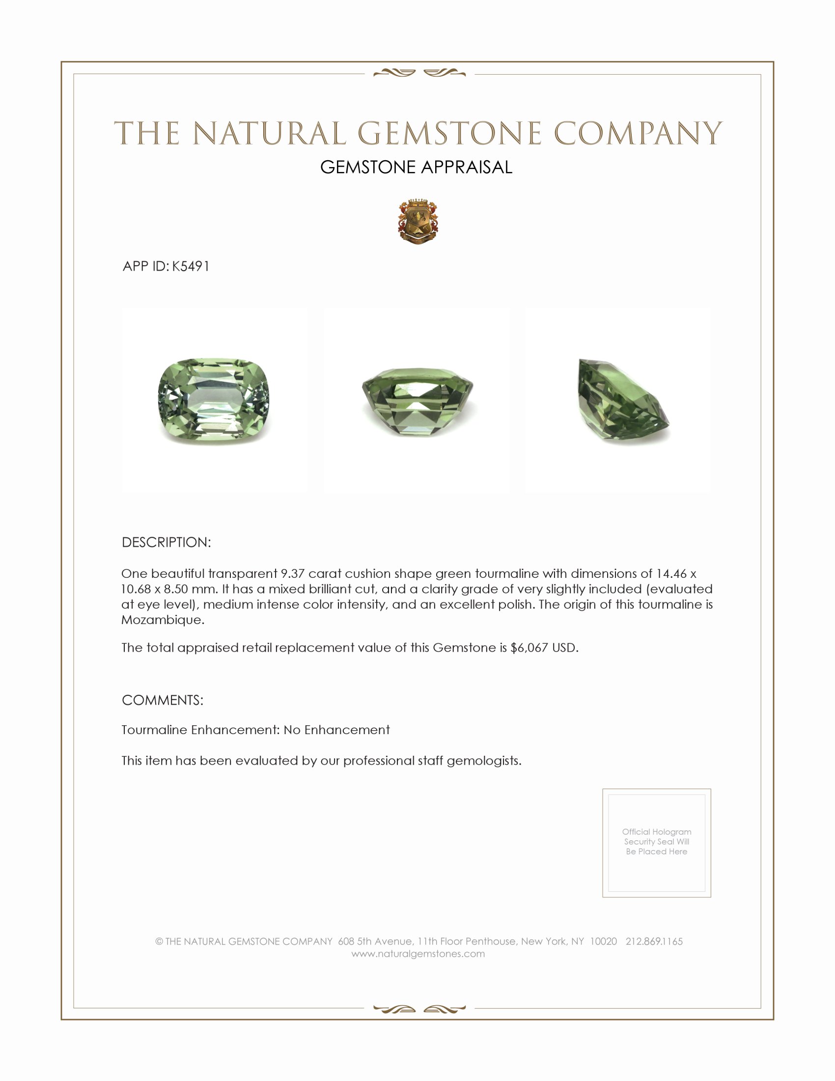 9.37 Ct. Tourmaline from Mozambique