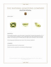 1.08 Ct. Green Chrysoberyl from Ceylon (Sri Lanka) Appraisal
