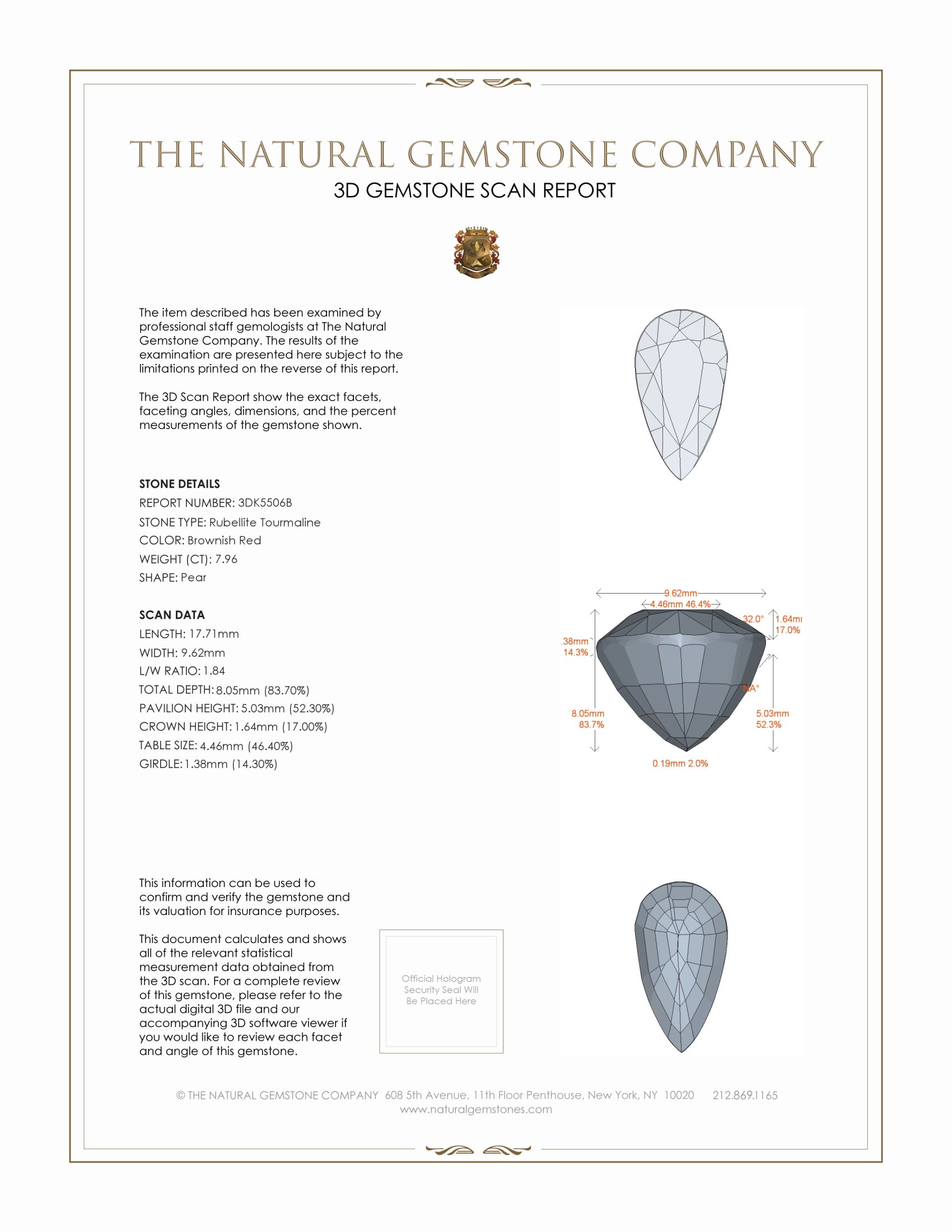 7.96 Ct. Rubellite Tourmaline from Brazil