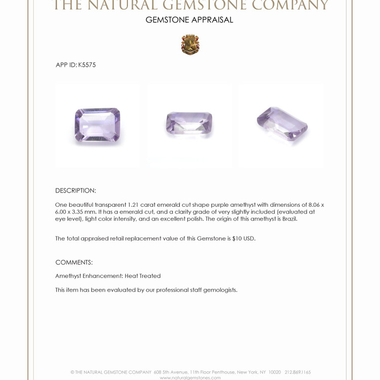 1.21 Ct. Amethyst from Brazil