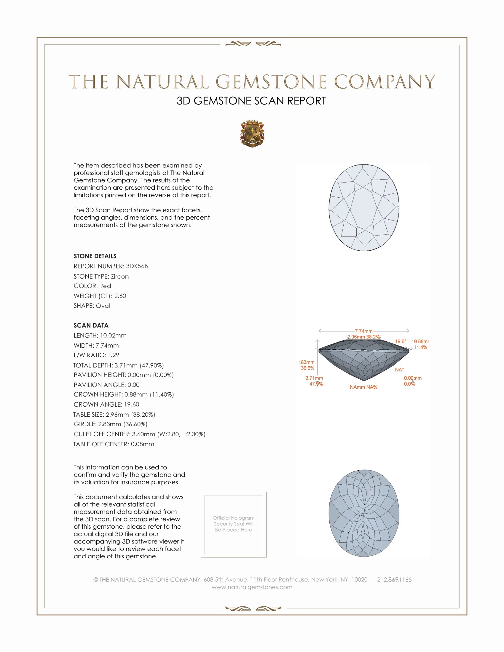 2.60 Ct. Zircon from Ceylon (Sri Lanka)
