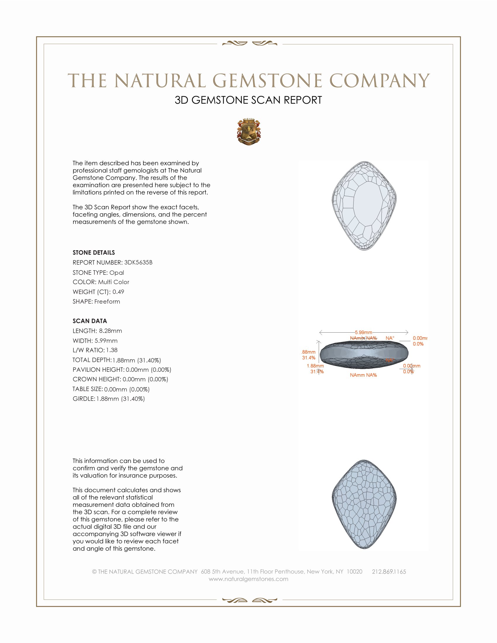 0.49 Ct. Semi-Black Opal from Australia