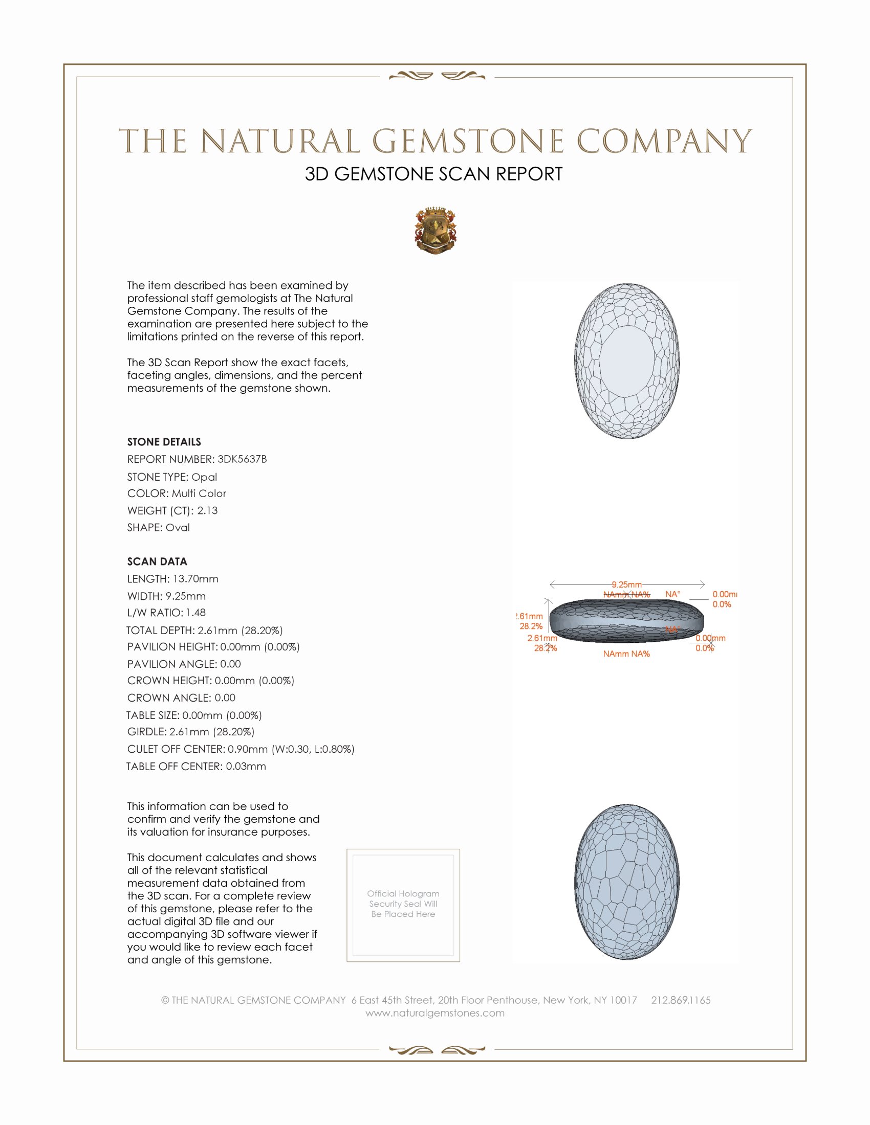 2.13 Ct. Crystal/Jelly Opal from Australia