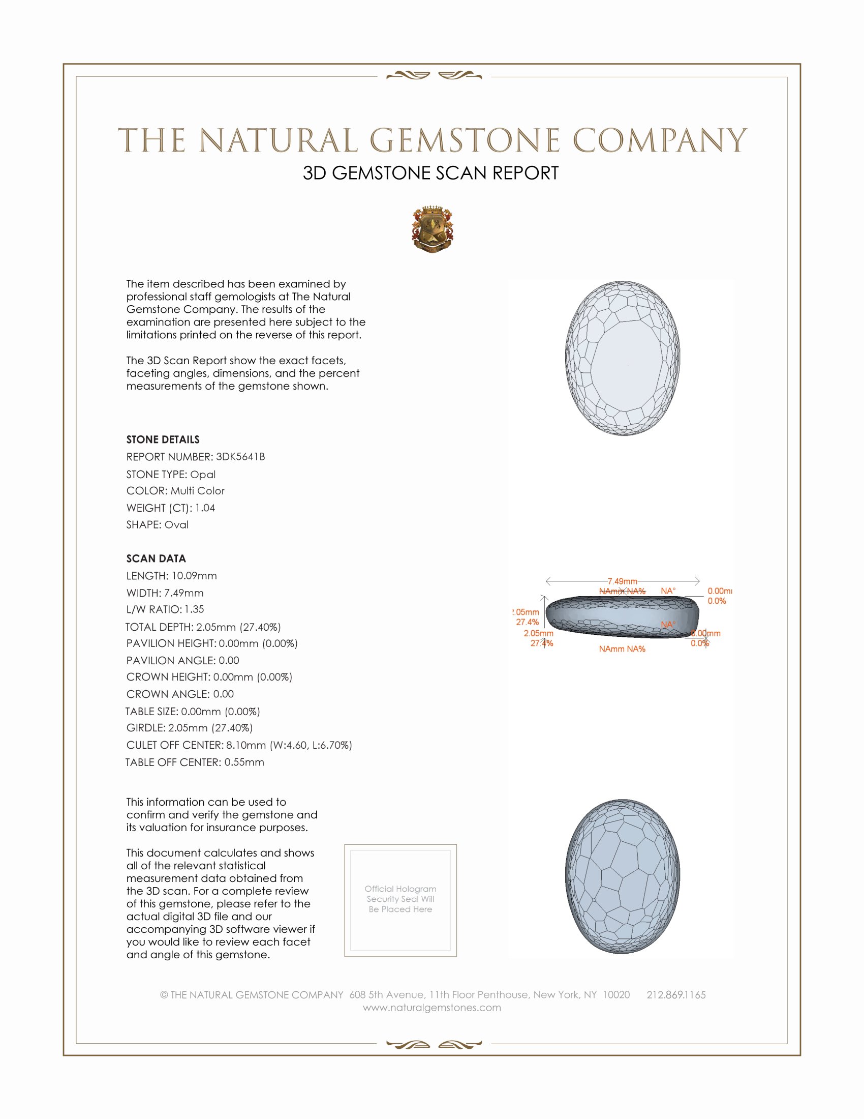 1.04 Ct. Crystal/Jelly Opal from Australia