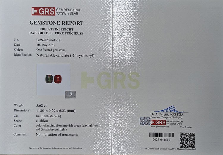 5.62 Ct. Alexandrite from Ceylon (Sri Lanka)