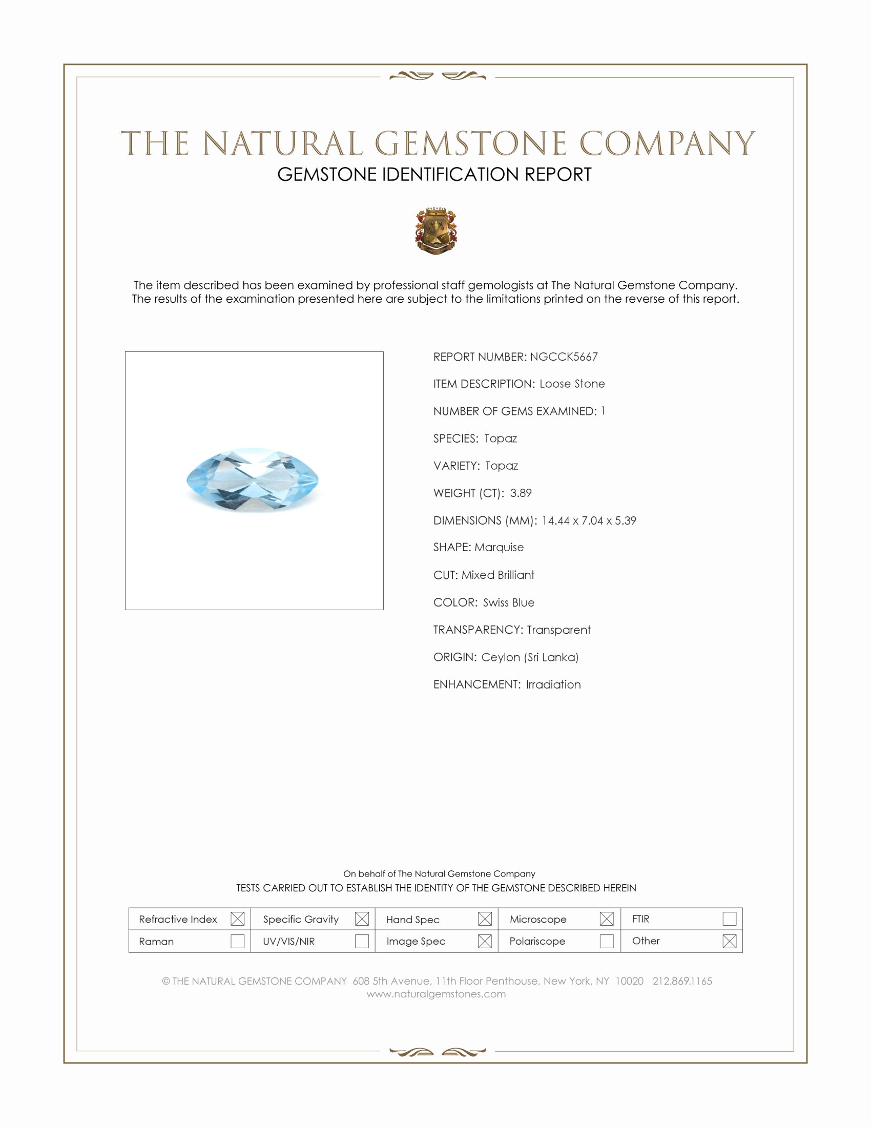 3.89 Ct. Topaz from Ceylon (Sri Lanka)