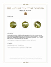 13.79 Ct. Yellowish Green Cabochon Chrysoberyl from Ceylon (Sri Lanka) Appraisal