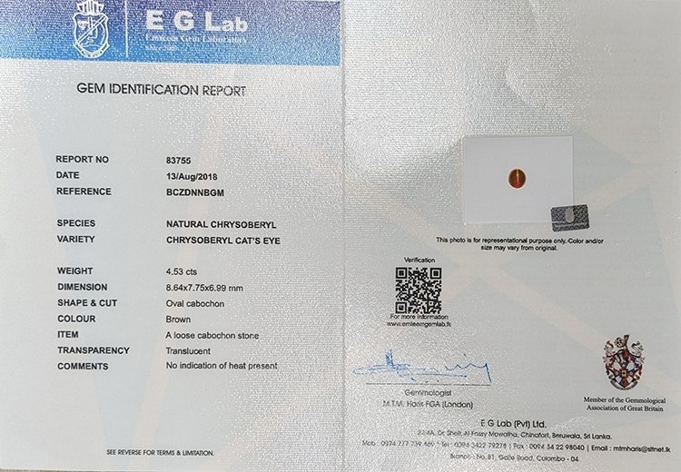 4.53 Ct. Cabochon Chrysoberyl from Ceylon (Sri Lanka)