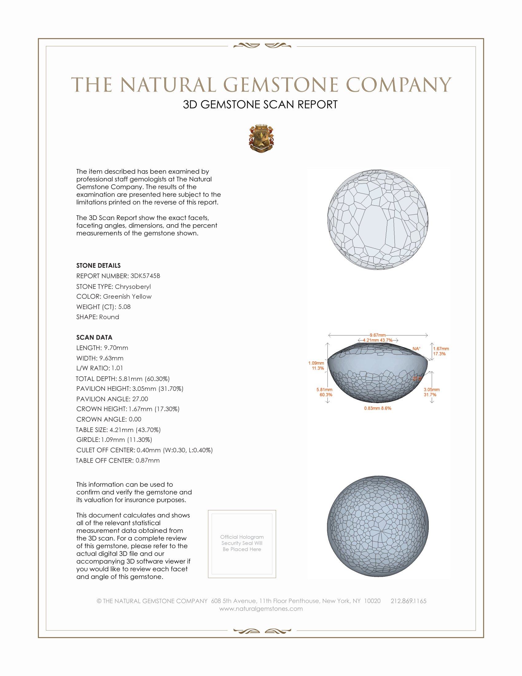 5.08 Ct. Cabochon Chrysoberyl from Ceylon (Sri Lanka)