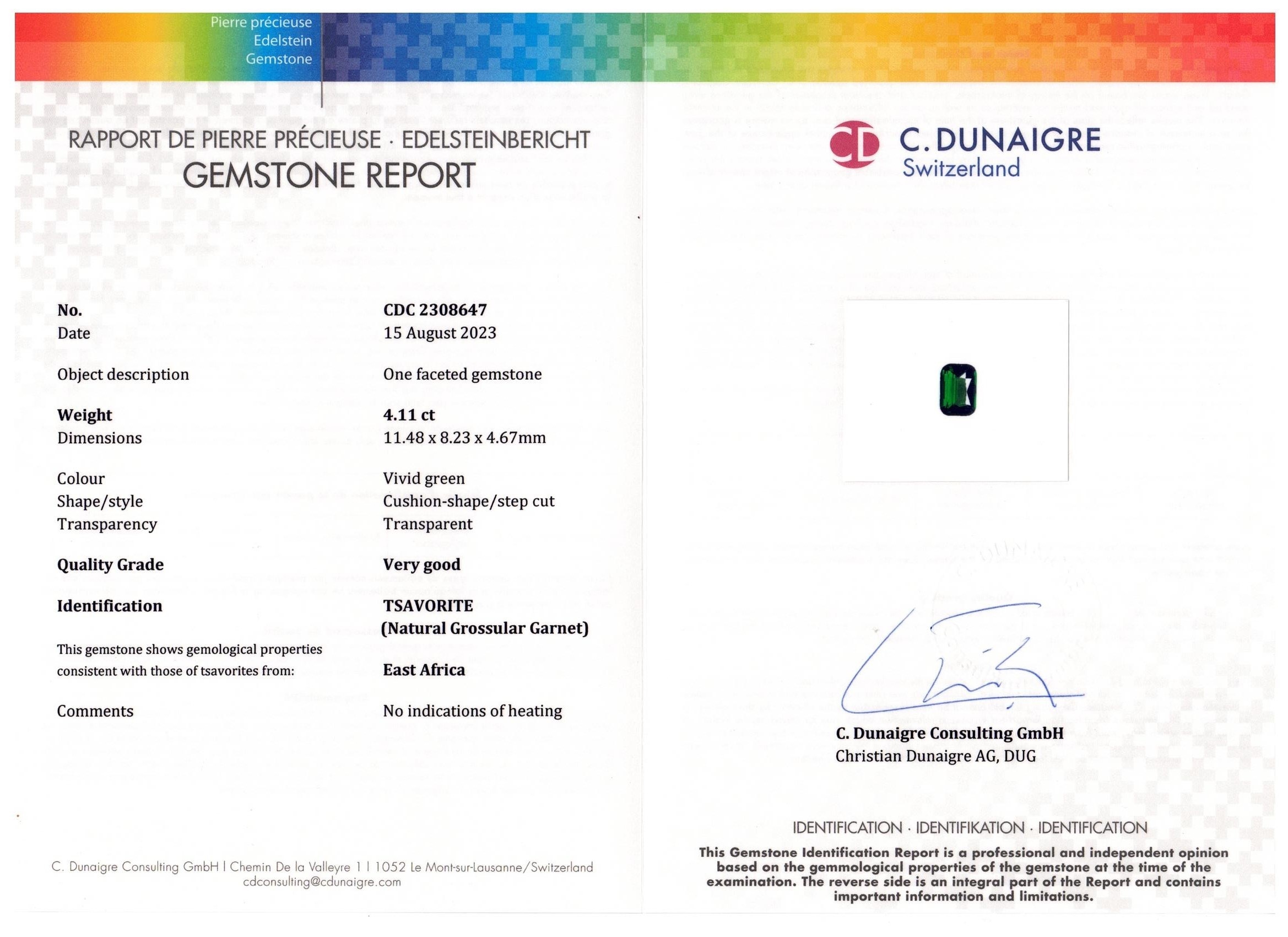 4.11 Ct. Tsavorite Garnet from East Africa