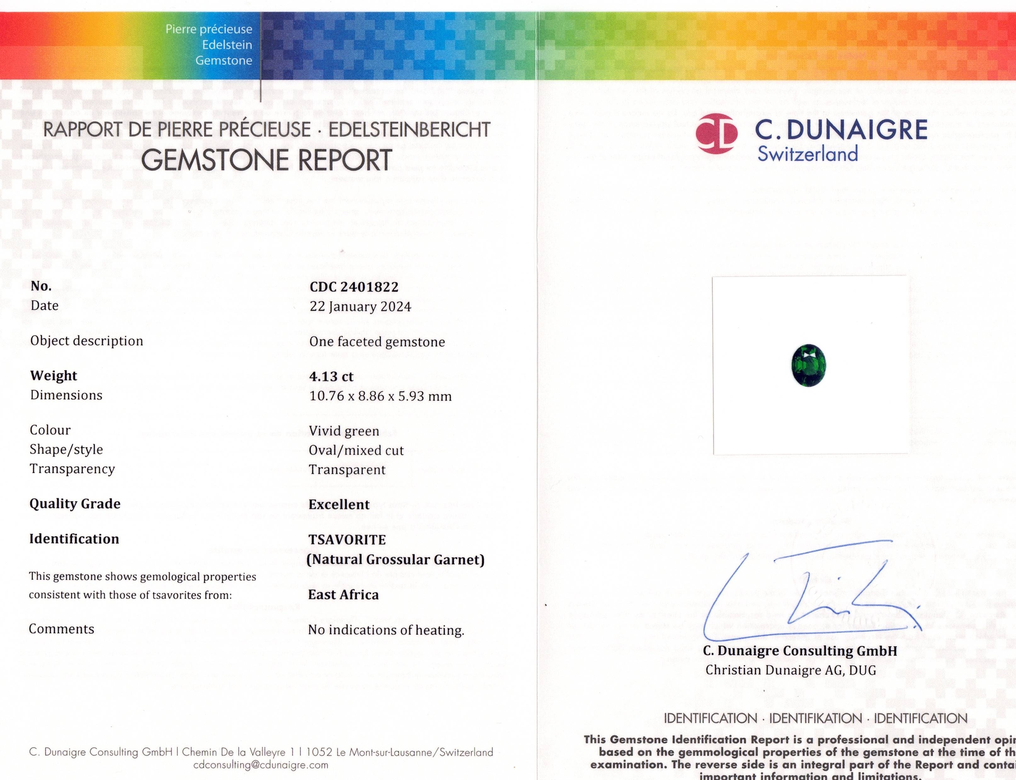 4.13 Ct. Tsavorite Garnet from East Africa