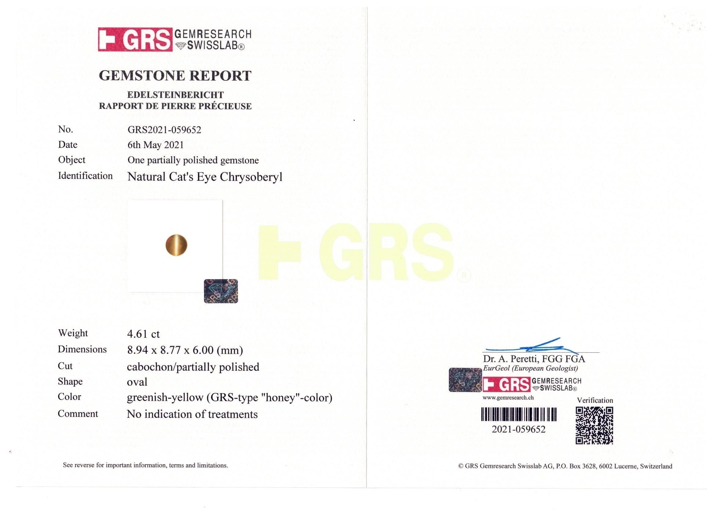 4.61 Ct. Cabochon Chrysoberyl from Madagascar