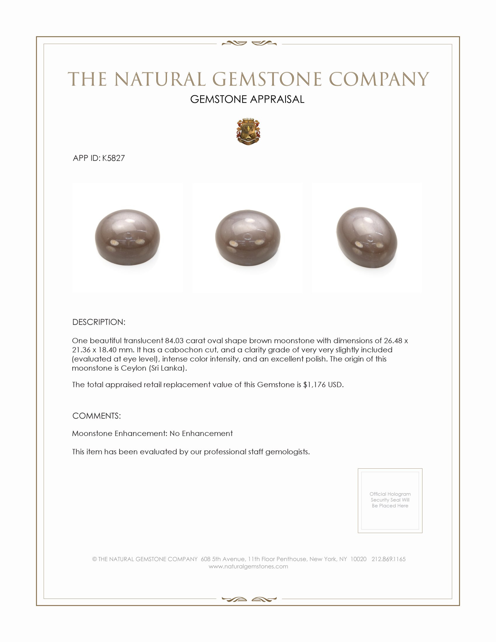 84.03 Ct. Cabochon Moonstone from Ceylon (Sri Lanka)