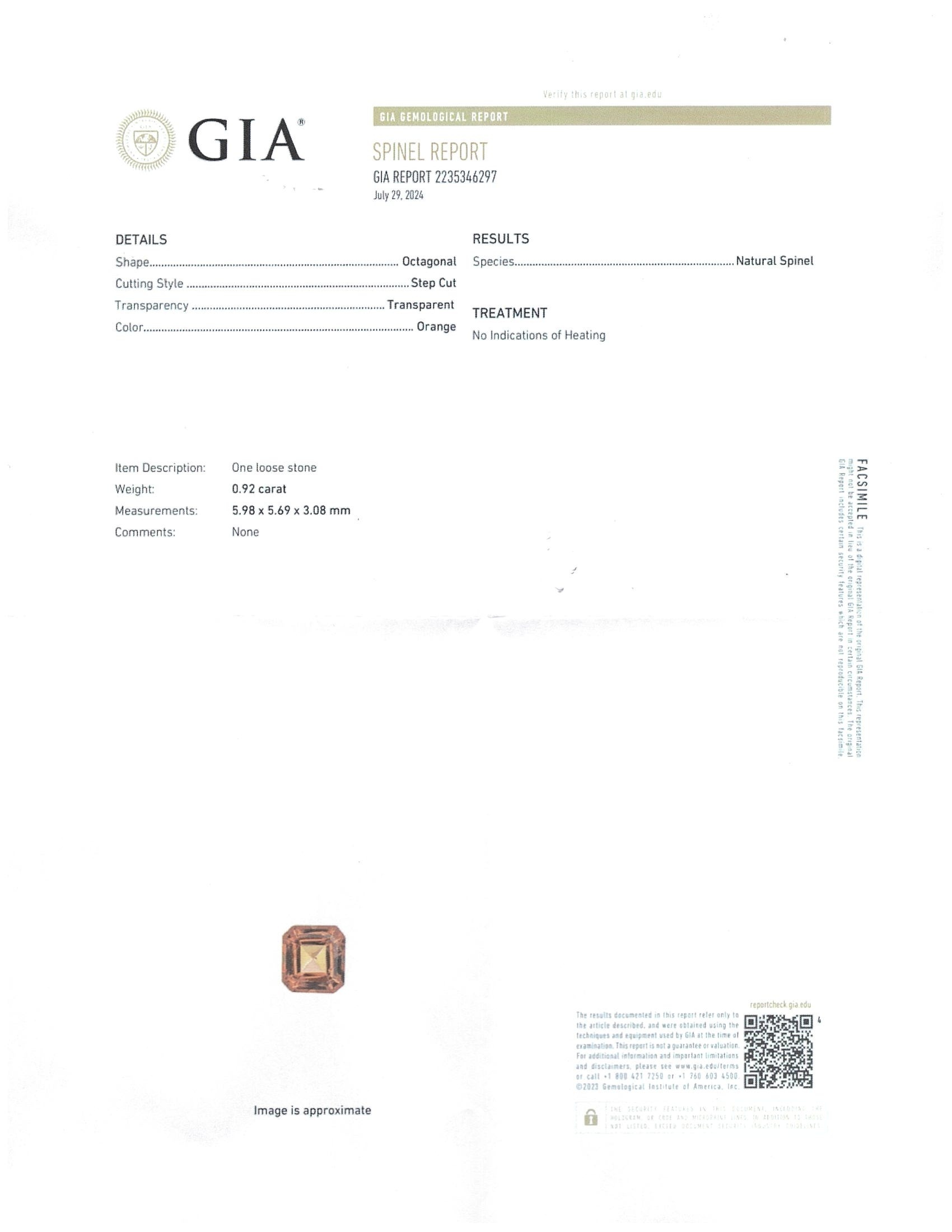 0.92 Ct. Spinel from Burma (Myanmar)