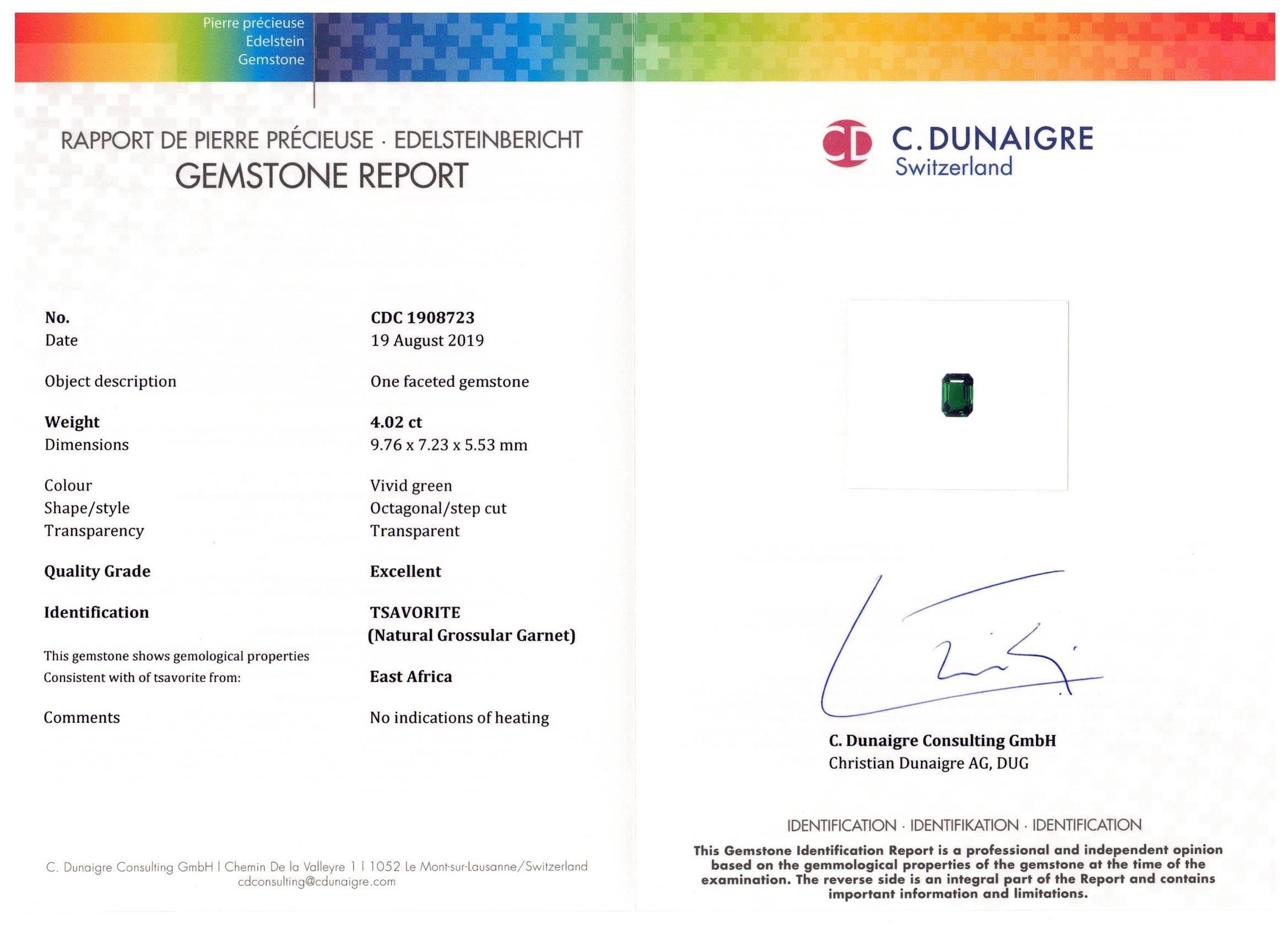 4.02 Ct. Tsavorite Garnet from East Africa