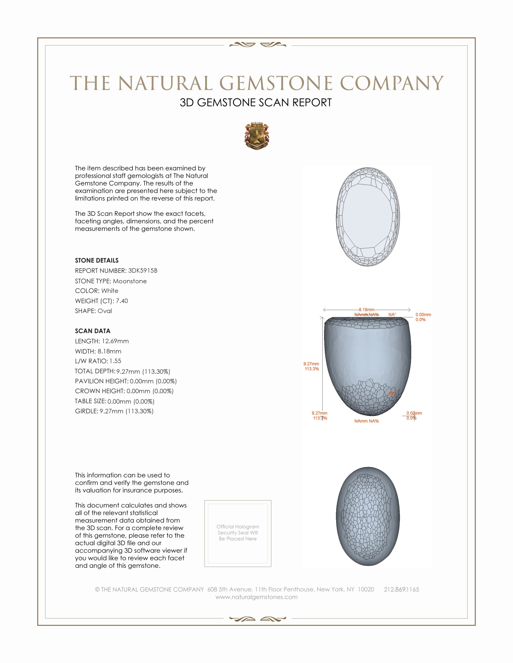 7.40 Ct. Cabochon Moonstone from Ceylon (Sri Lanka)