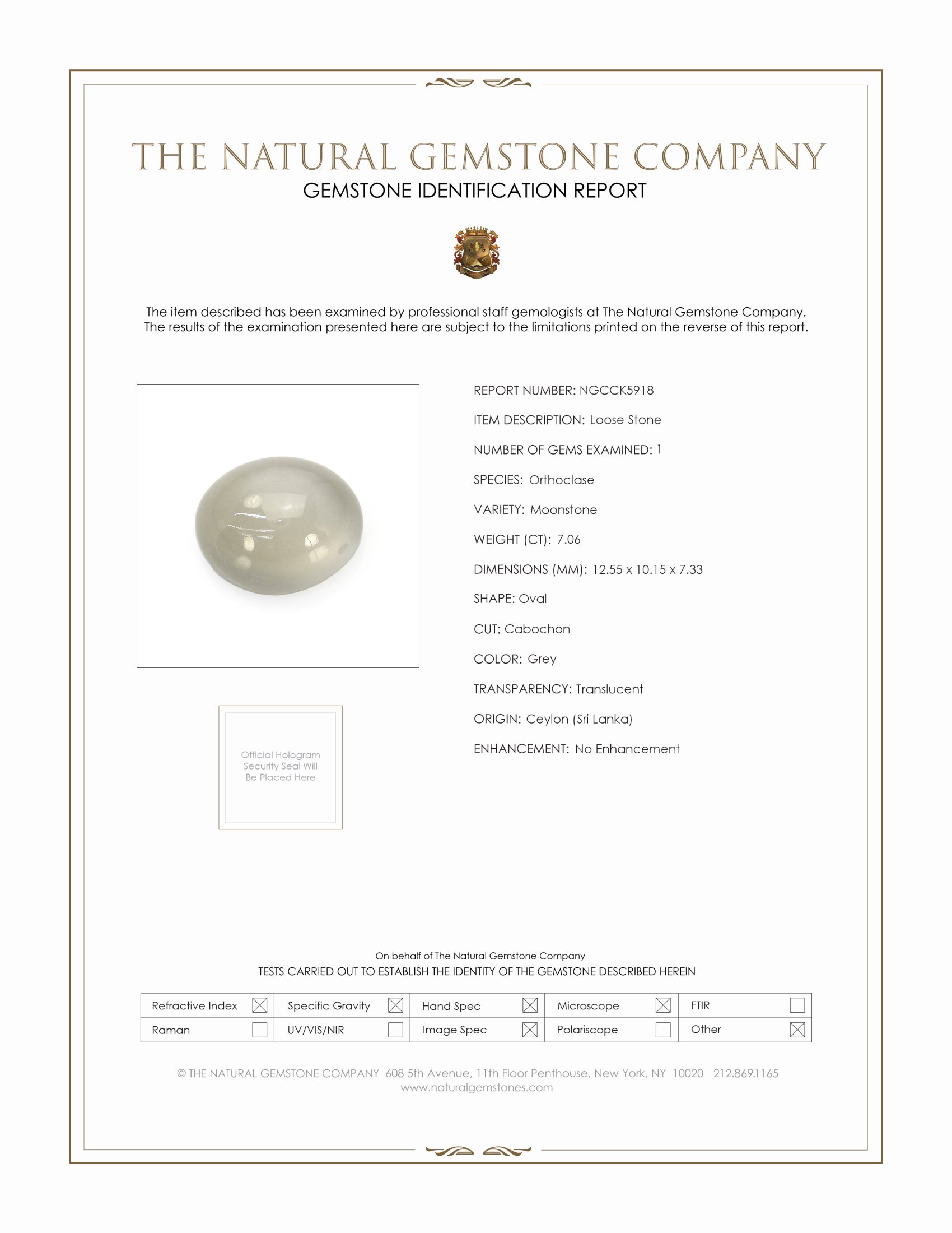 7.06 Ct. Cabochon Moonstone from Ceylon (Sri Lanka)