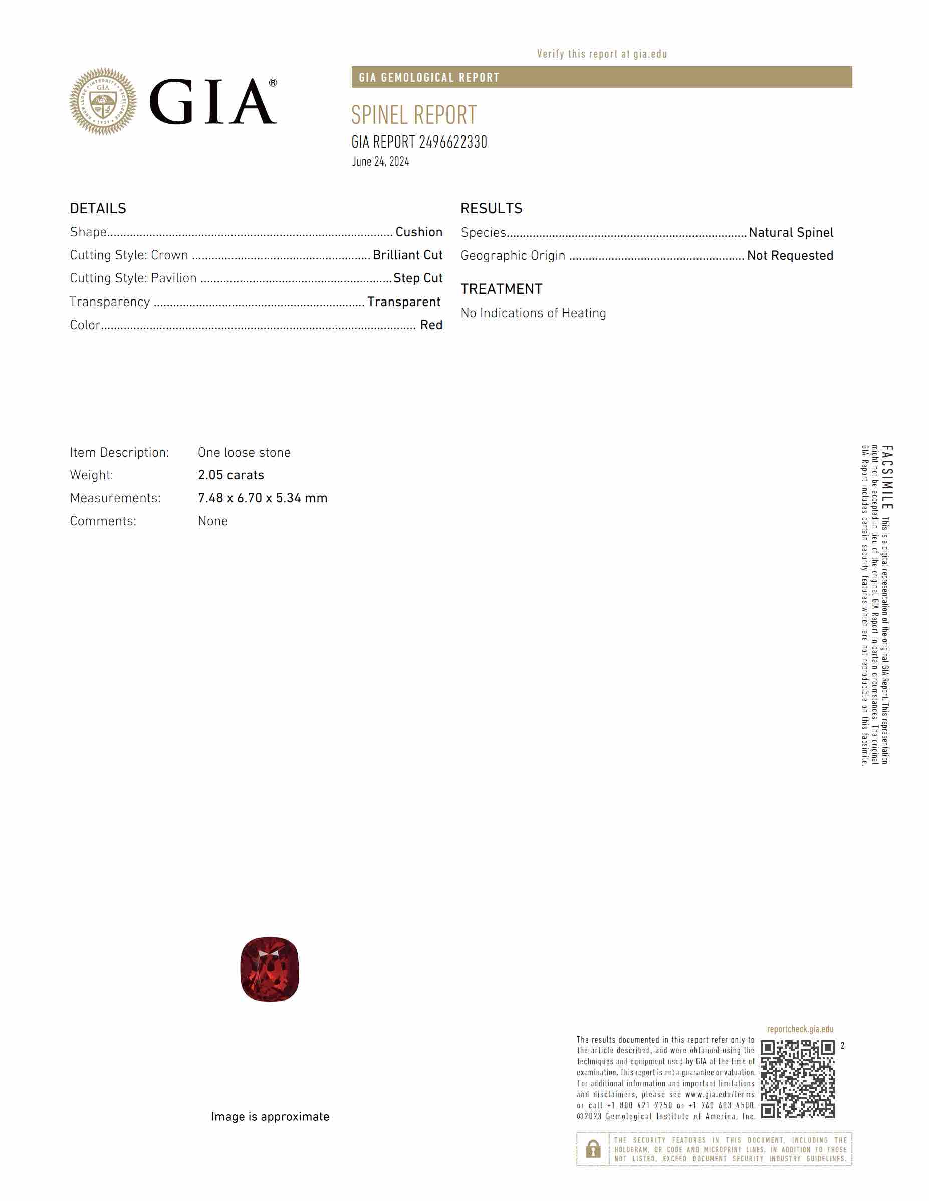 2.05 Ct. Spinel from Burma (Myanmar)