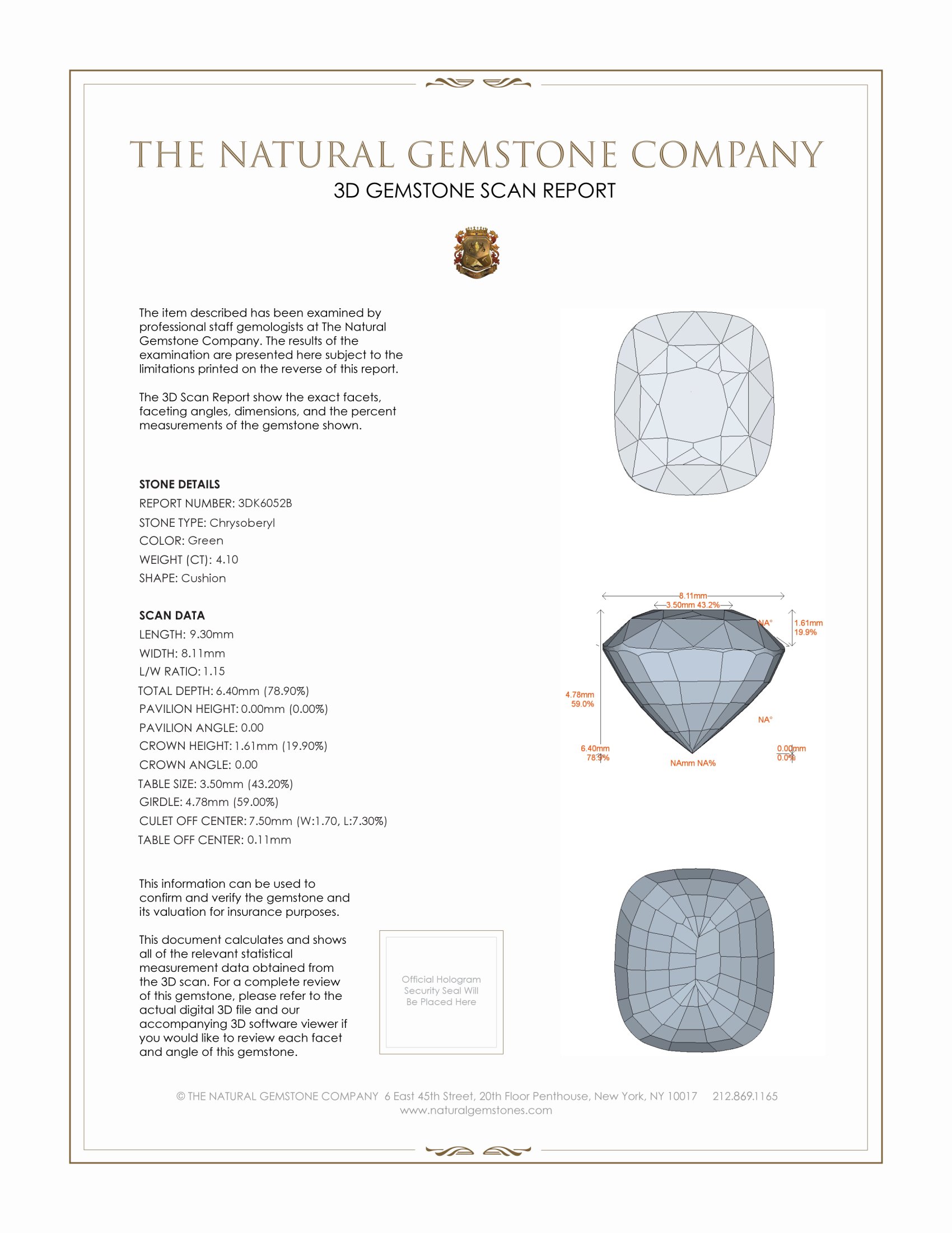 4.10 Ct. Chrysoberyl from Ceylon (Sri Lanka)