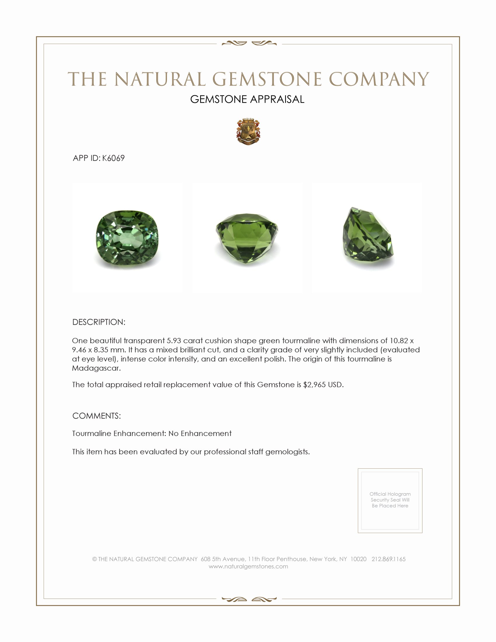 5.93 Ct. Tourmaline from Madagascar