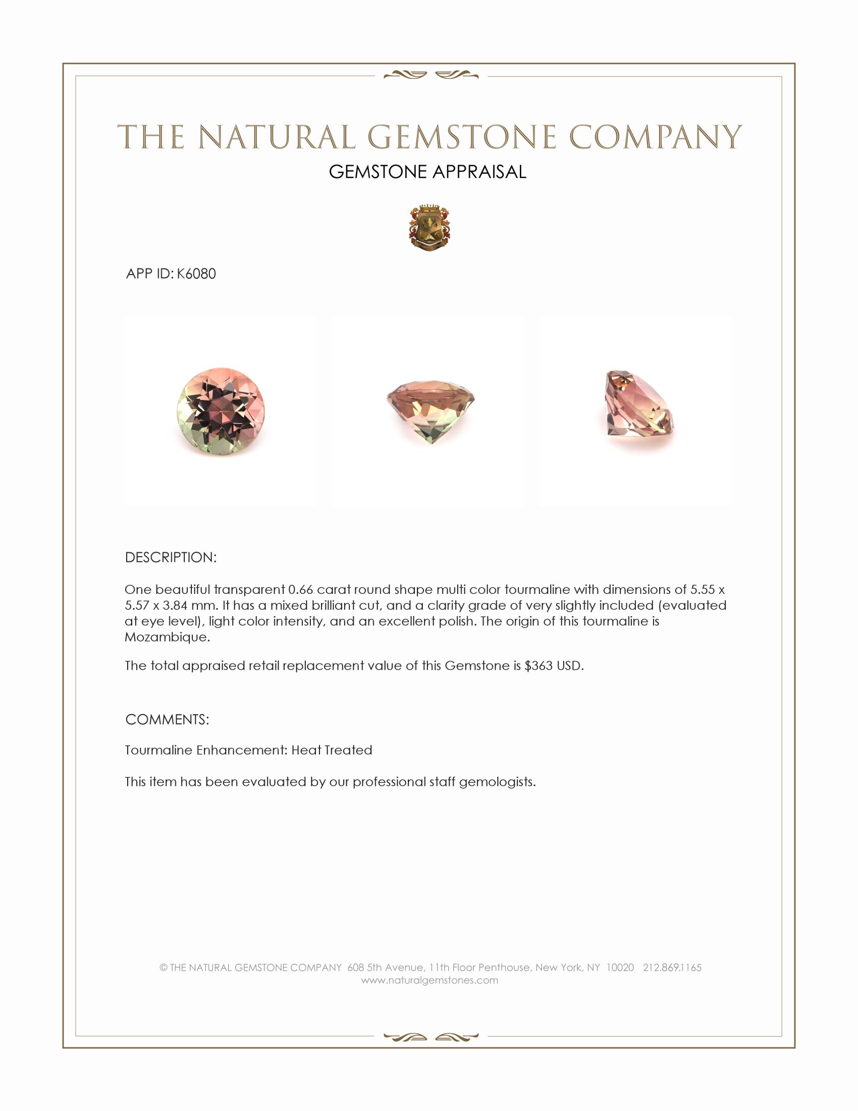 0.66 Ct. Tourmaline from Mozambique