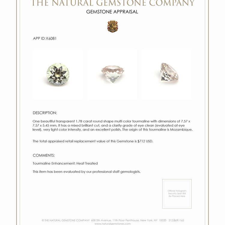 1.78 Ct. Tourmaline from Mozambique