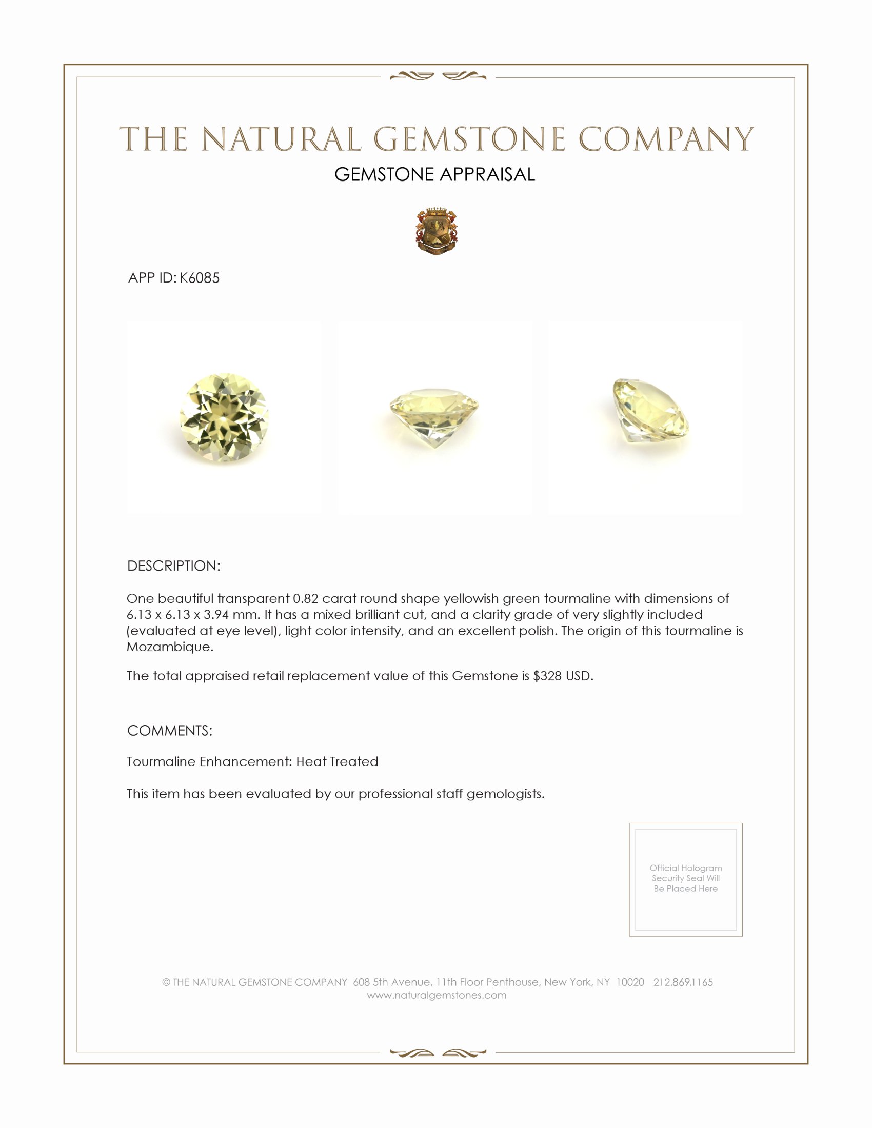 0.82 Ct. Tourmaline from Mozambique