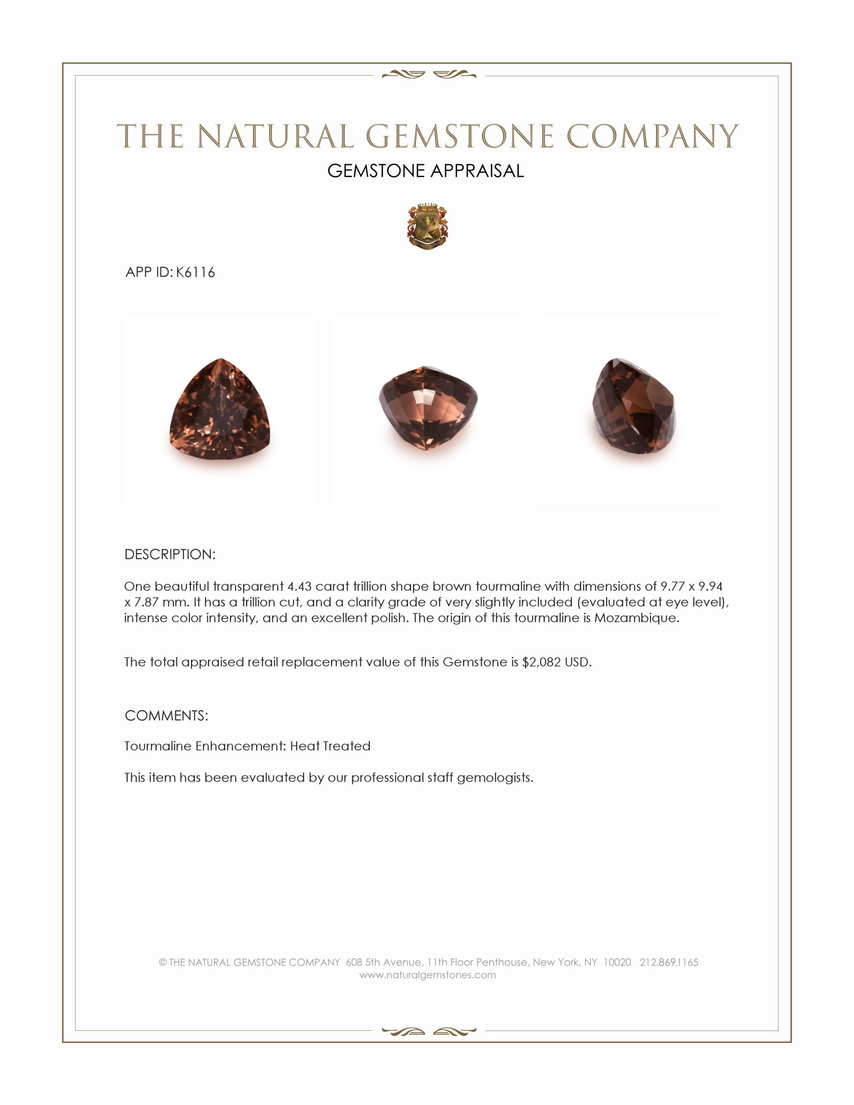 4.43 Ct. Brown Tourmaline from Mozambique