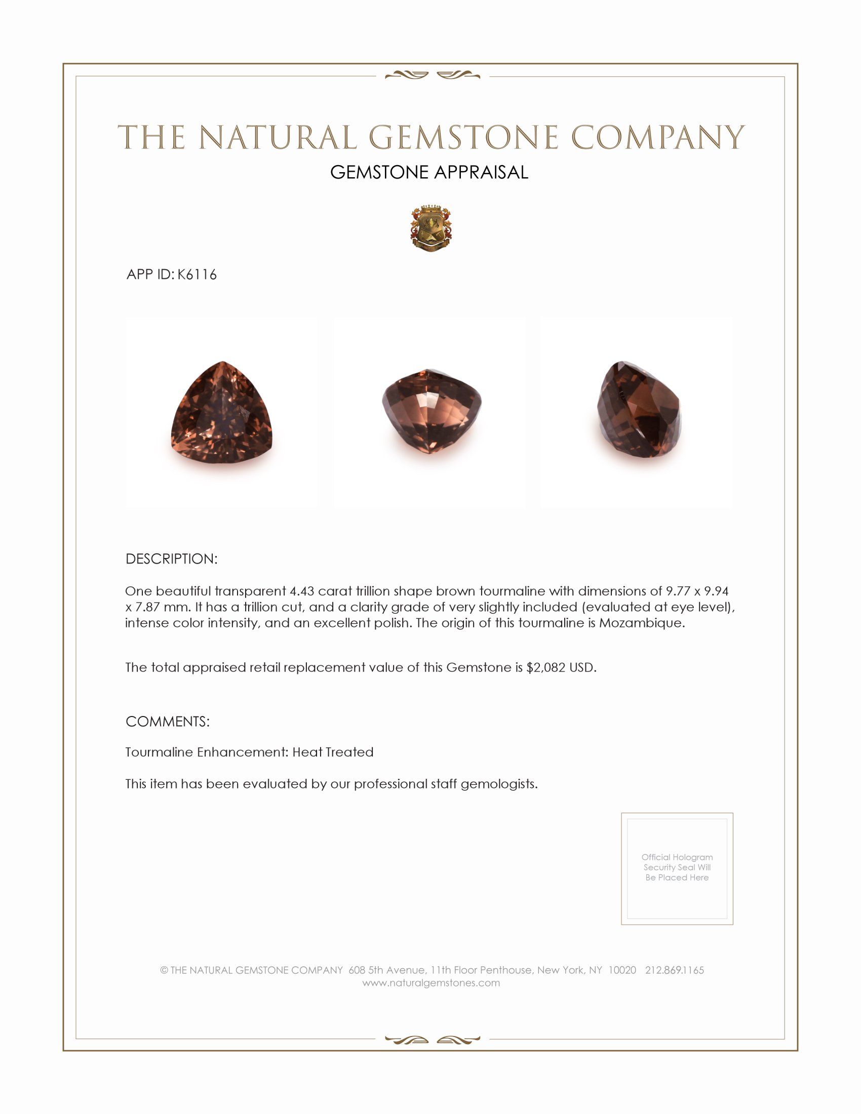 4.43 Ct. Tourmaline from Mozambique