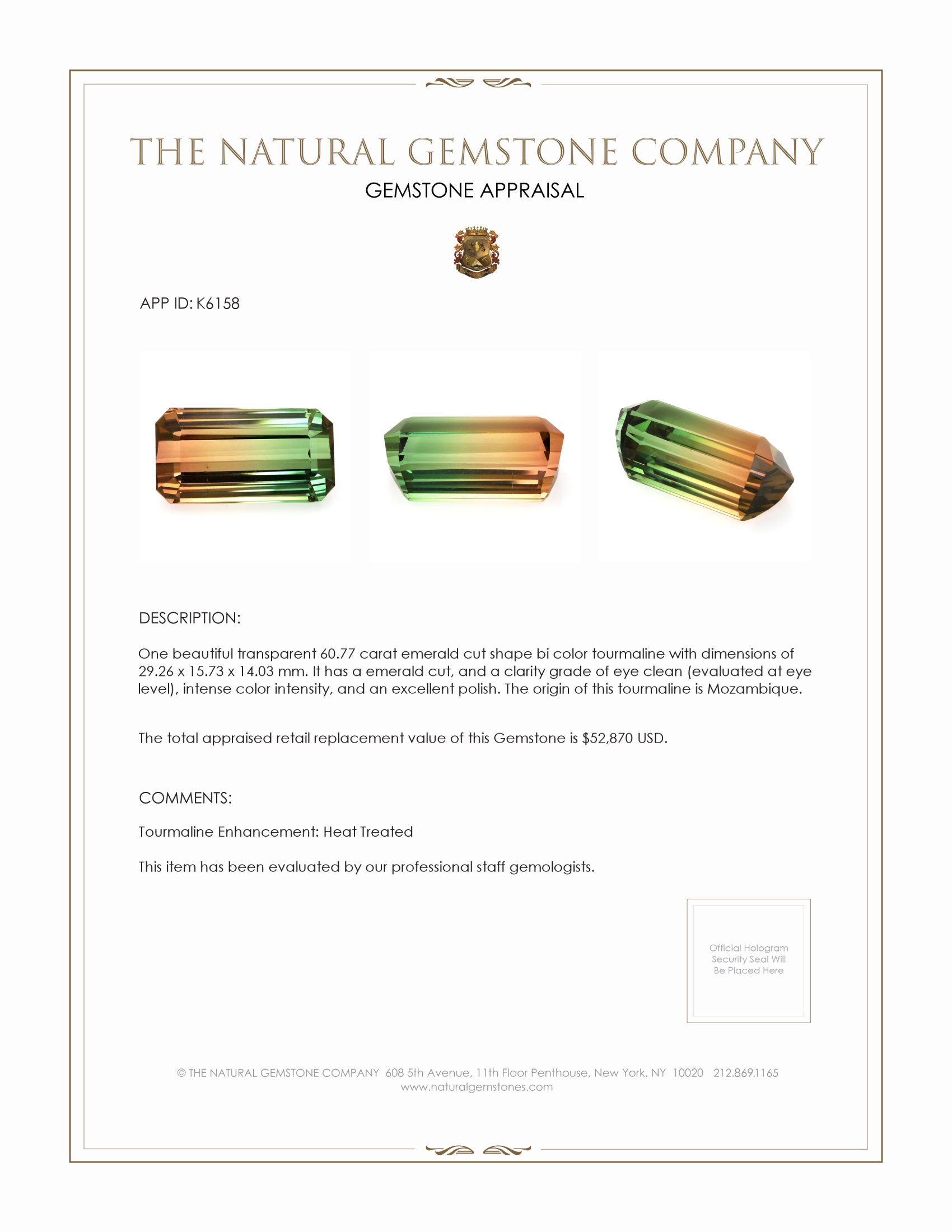 60.77 Ct. Tourmaline from Mozambique