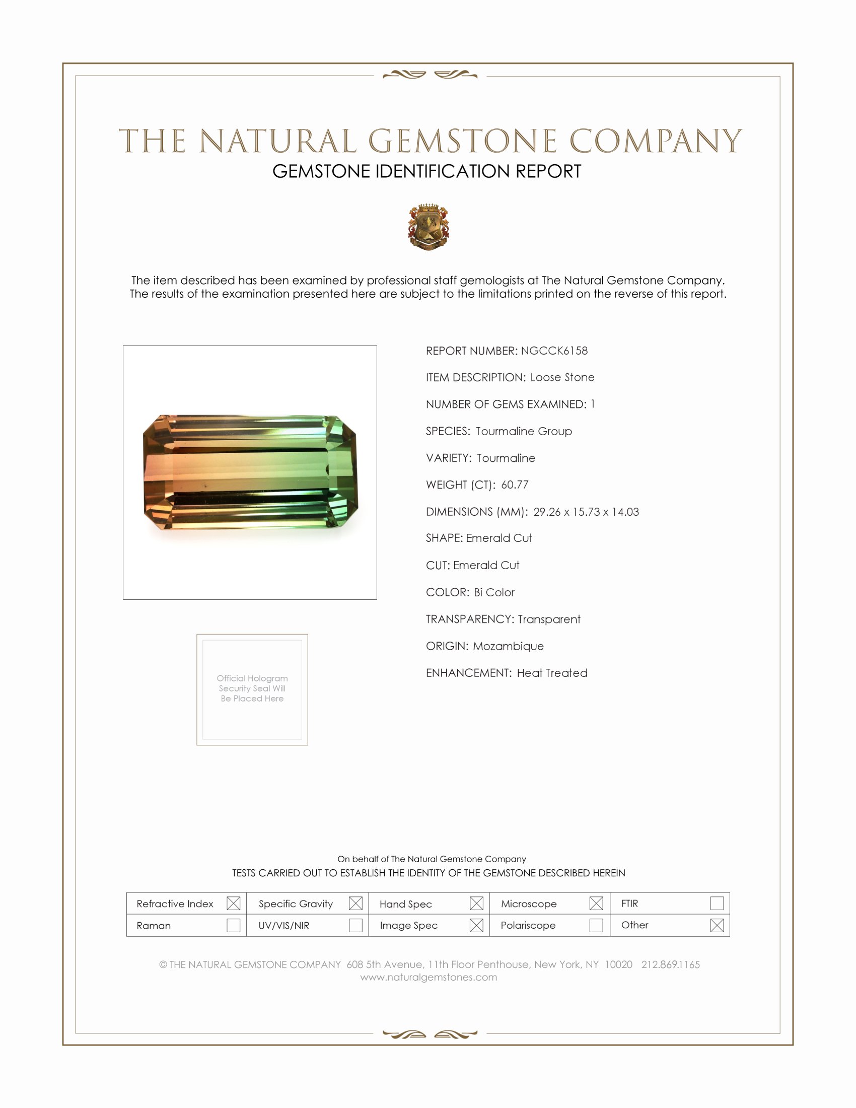 60.77 Ct. Tourmaline from Mozambique