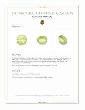 1.05 Ct. Yellowish Green Cabochon Chrysoberyl from Ceylon (Sri Lanka) Appraisal