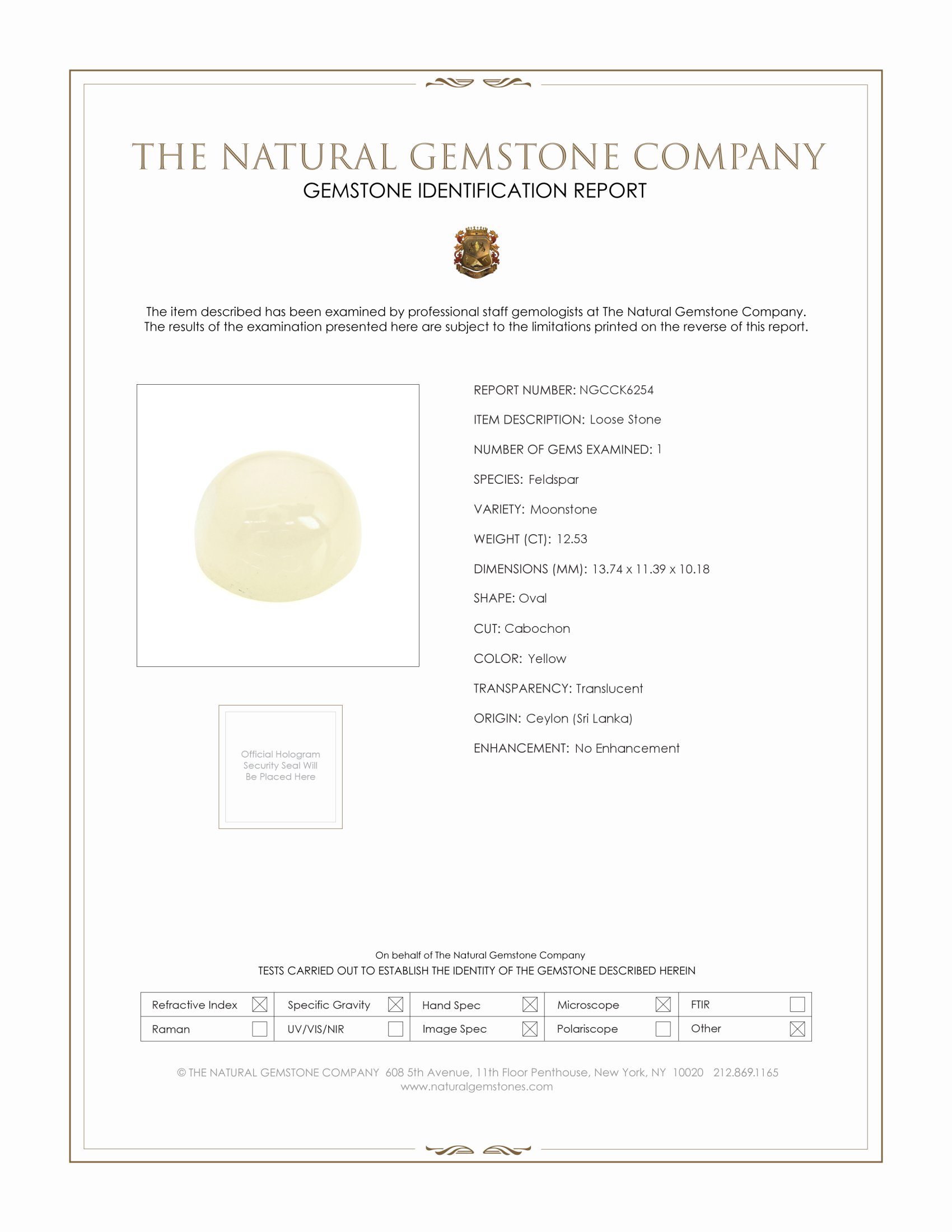 12.53 Ct. Cabochon Moonstone from Ceylon (Sri Lanka)