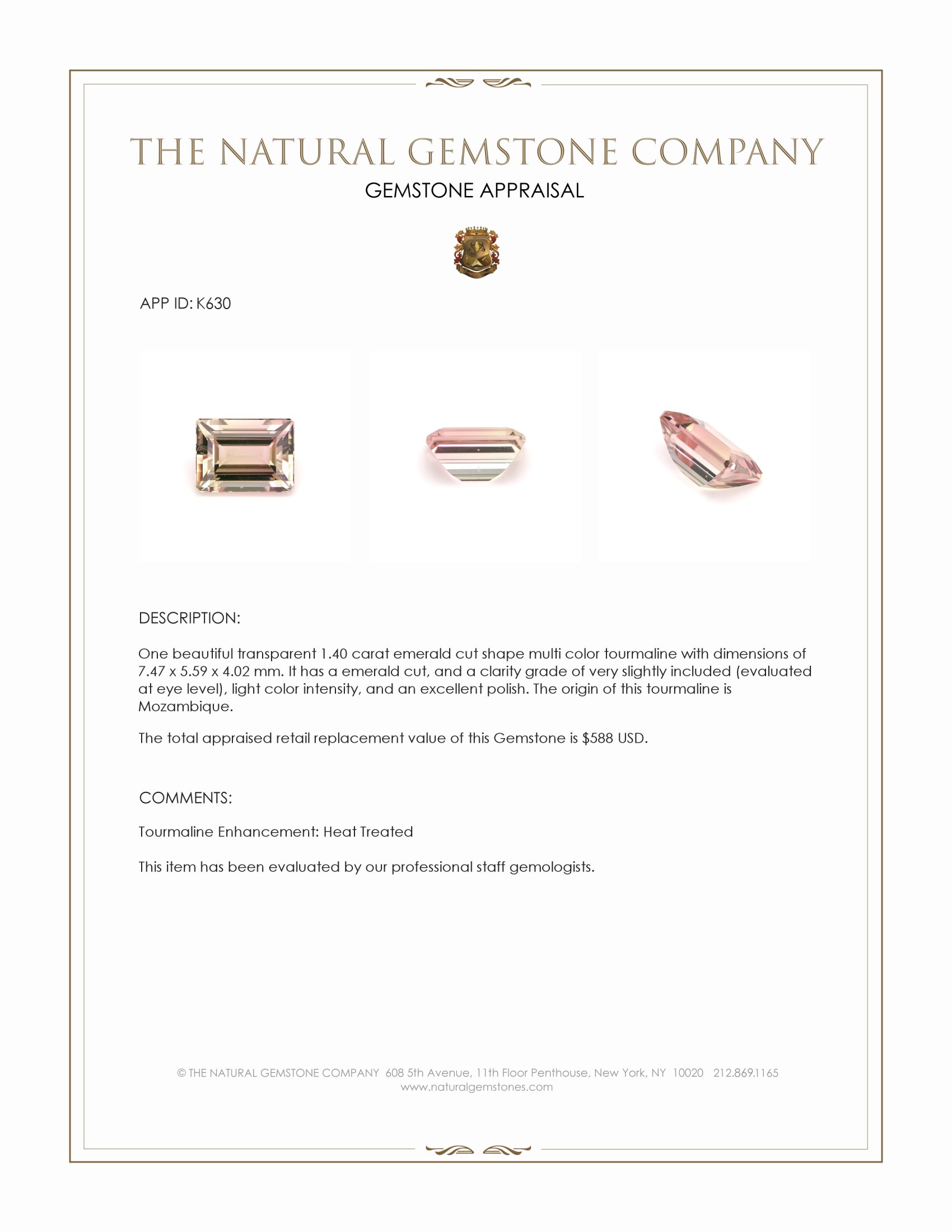 1.40 Ct. Tourmaline from Mozambique