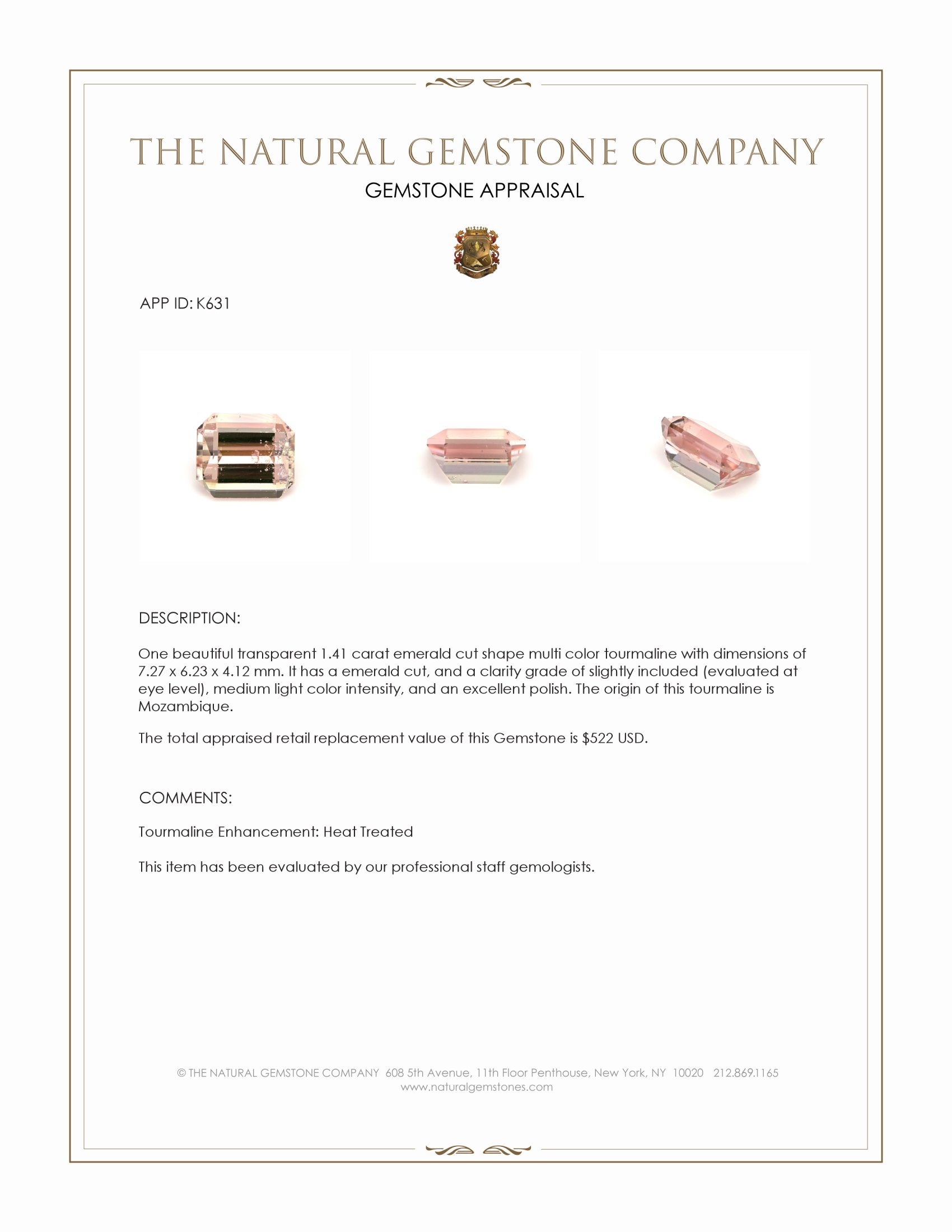 1.41 Ct. Tourmaline from Mozambique