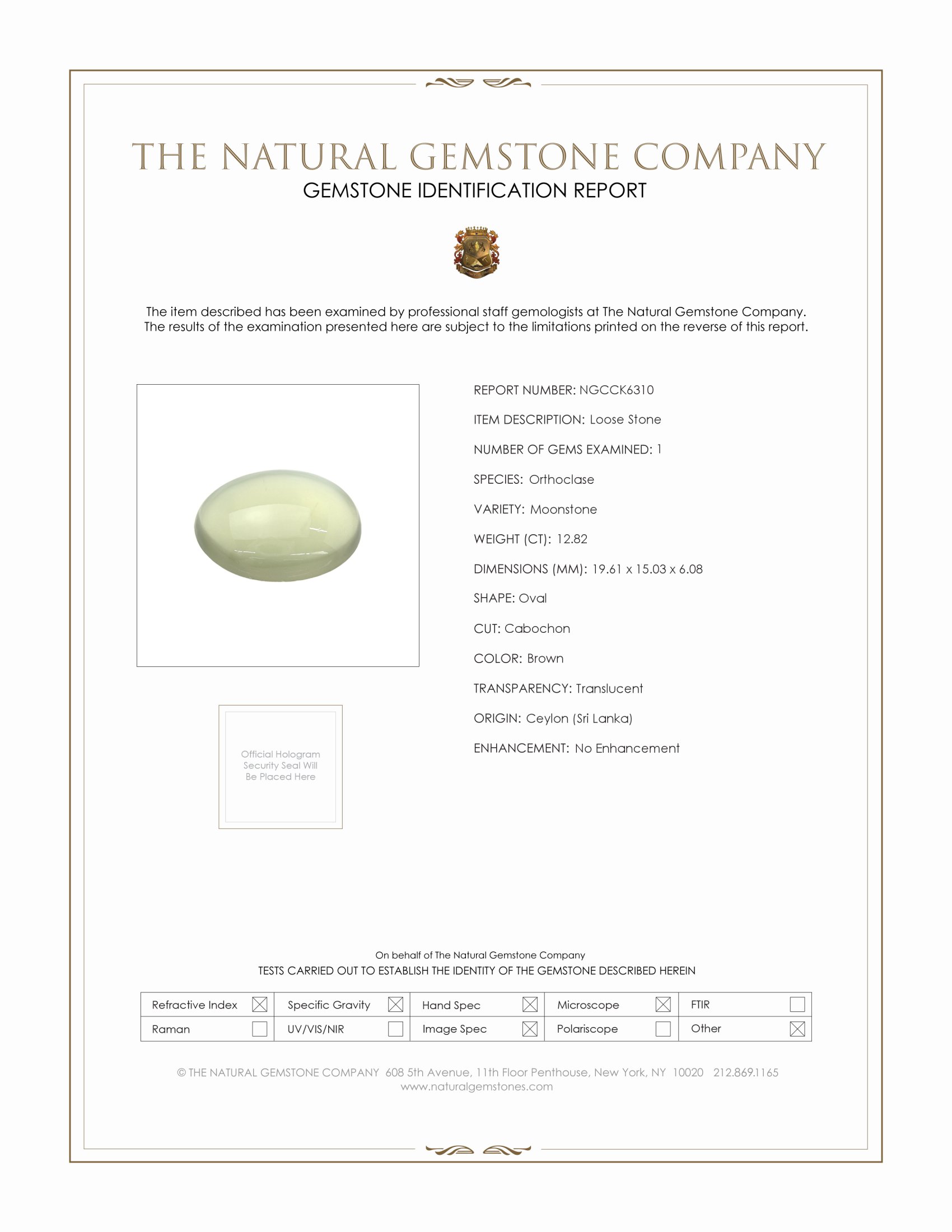 12.82 Ct. Green Cabochon Moonstone from Ceylon (Sri Lanka)