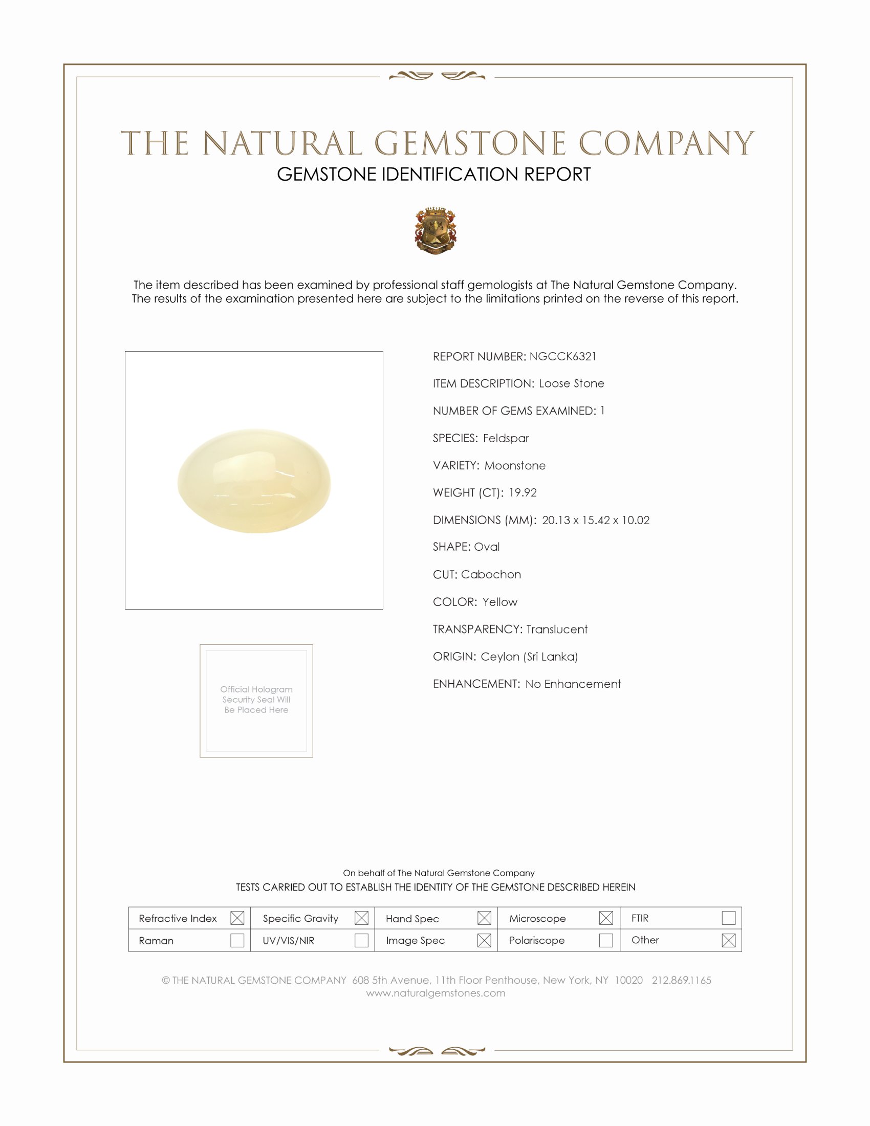 19.92 Ct. Cabochon Moonstone from Ceylon (Sri Lanka)