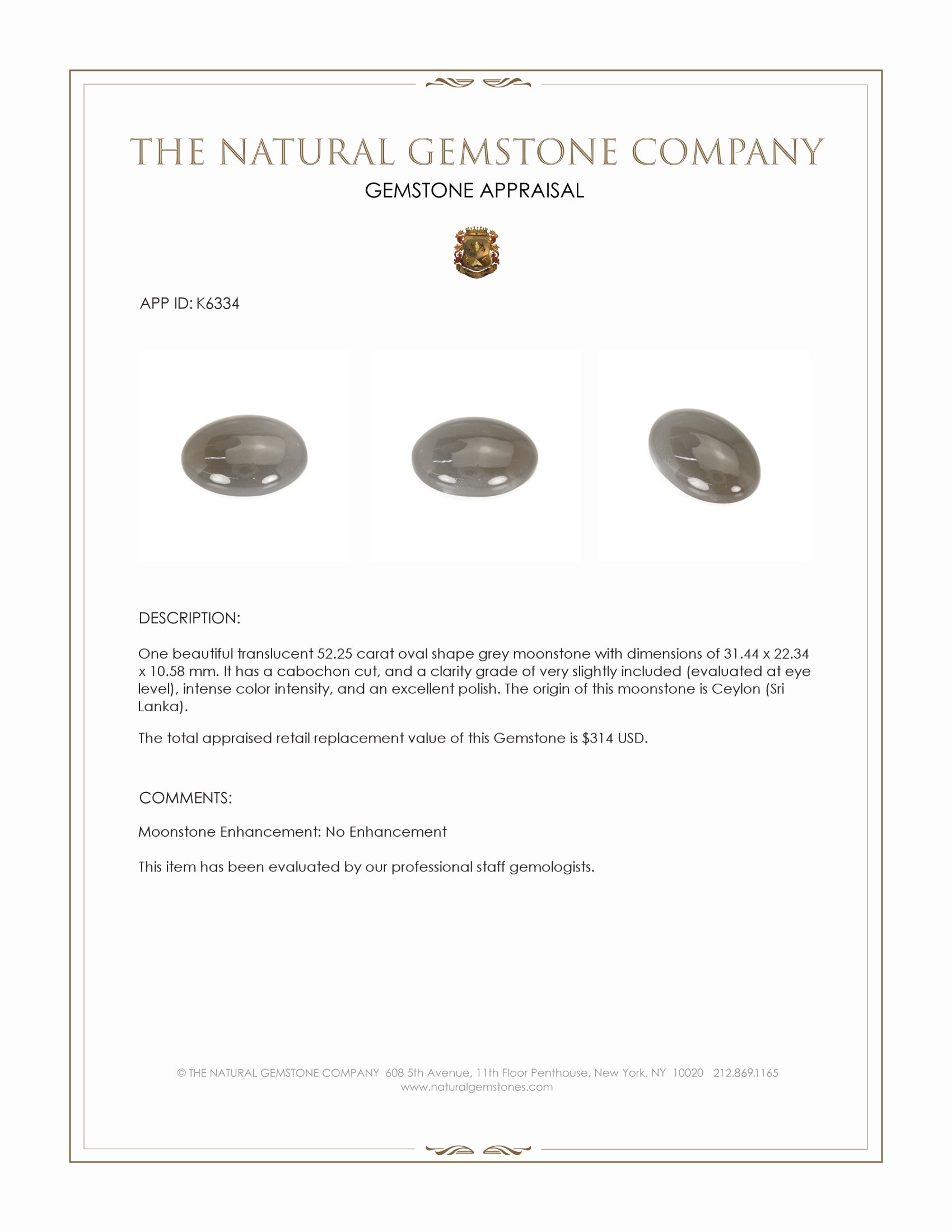 52.25 Ct. Cabochon Moonstone from Ceylon (Sri Lanka)