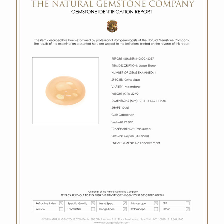 22.90 Ct. Cabochon Moonstone from Ceylon (Sri Lanka)