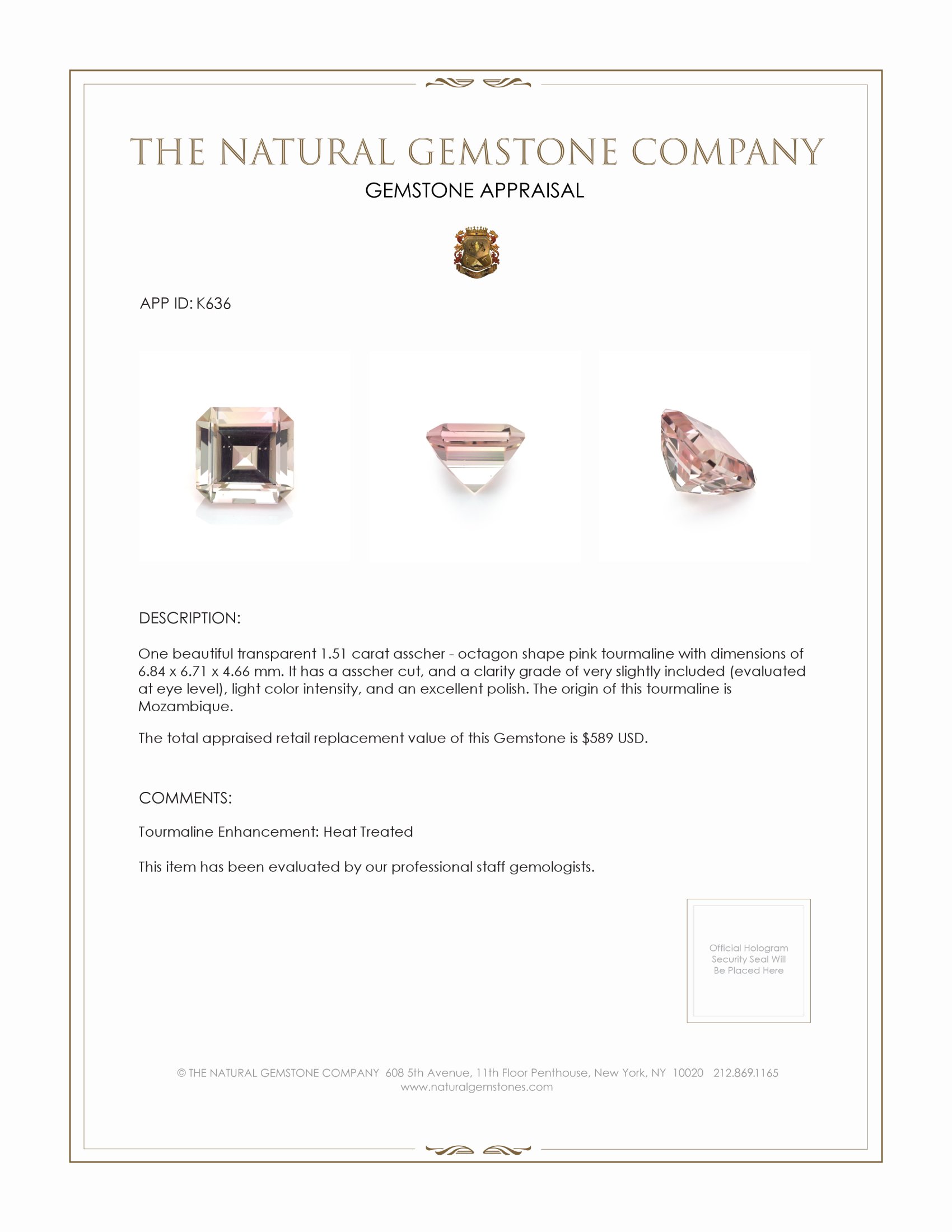 1.51 Ct. Tourmaline from Mozambique