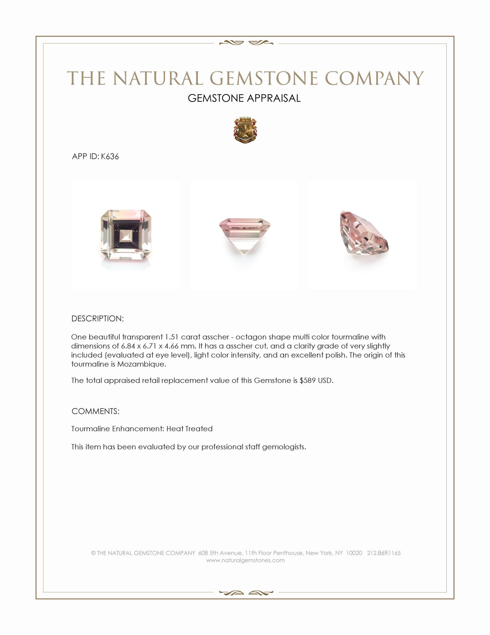 1.51 Ct. Tourmaline from Mozambique