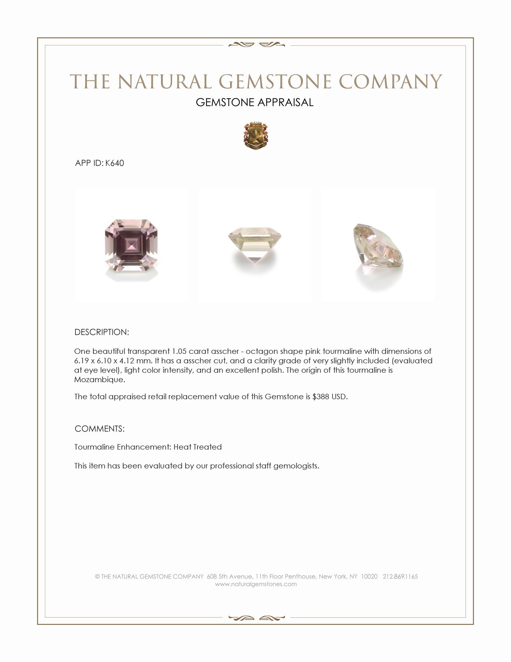 1.05 Ct. Tourmaline from Mozambique