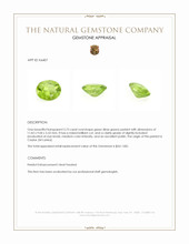 3.73 Ct. Green (Lime Green) Peridot from Ceylon (Sri Lanka) Appraisal