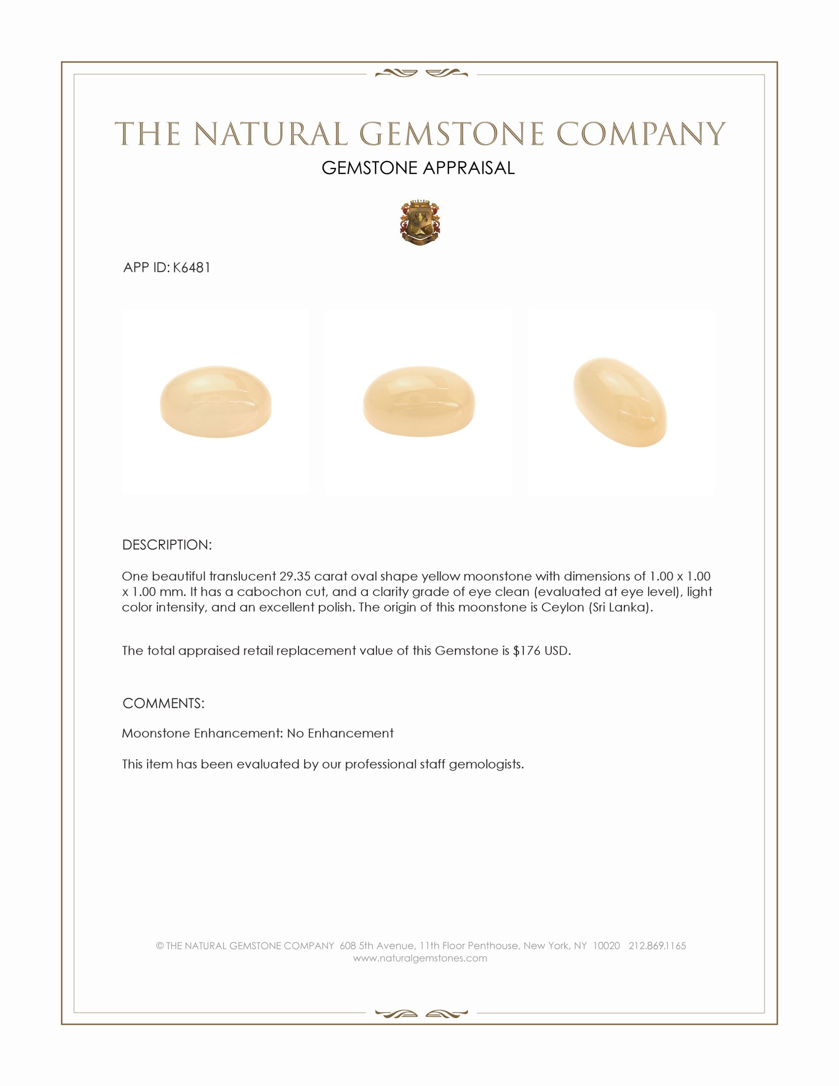 29.35 Ct. Cabochon Moonstone from Ceylon (Sri Lanka)