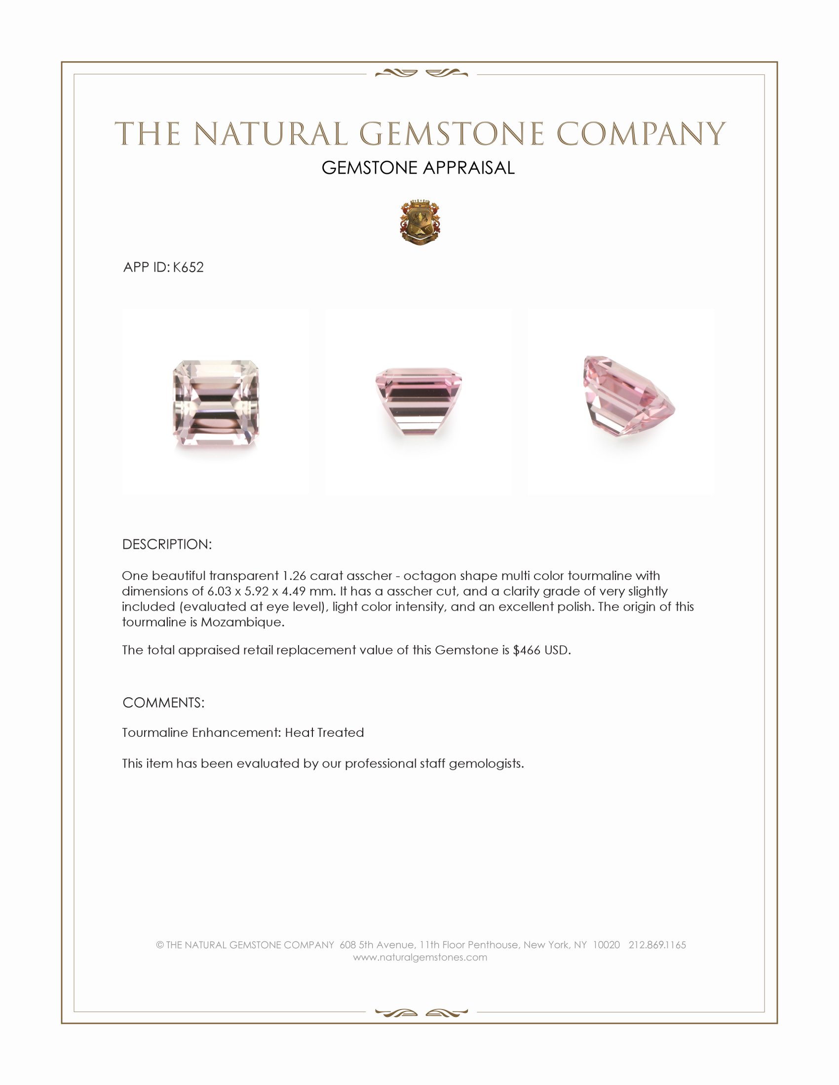 1.26 Ct. Tourmaline from Mozambique