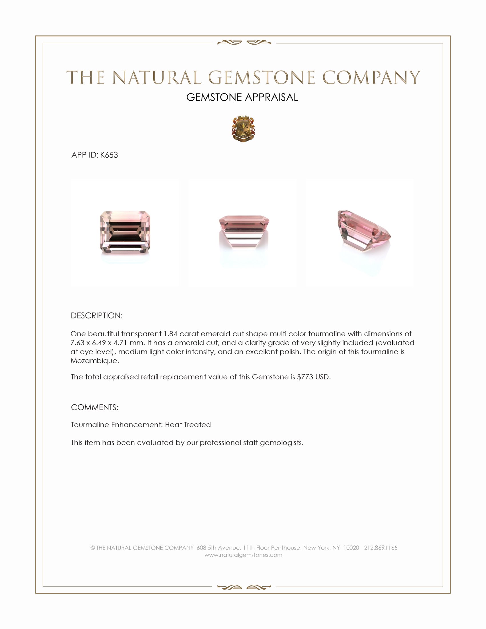 1.84 Ct. Tourmaline from Mozambique