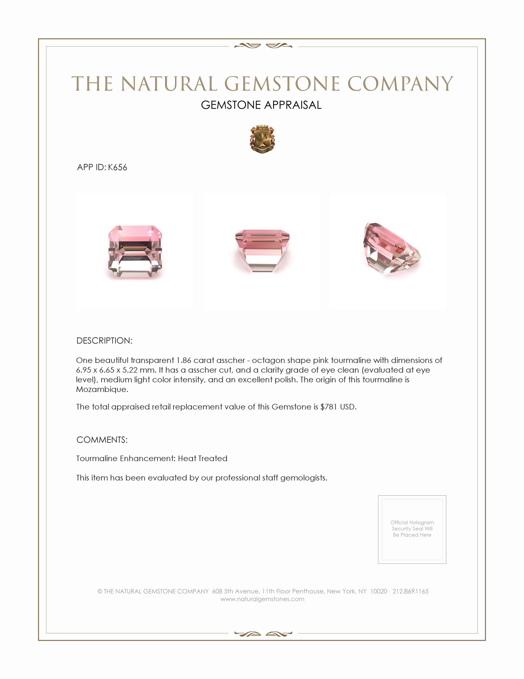 1.86 Ct. Tourmaline from Mozambique