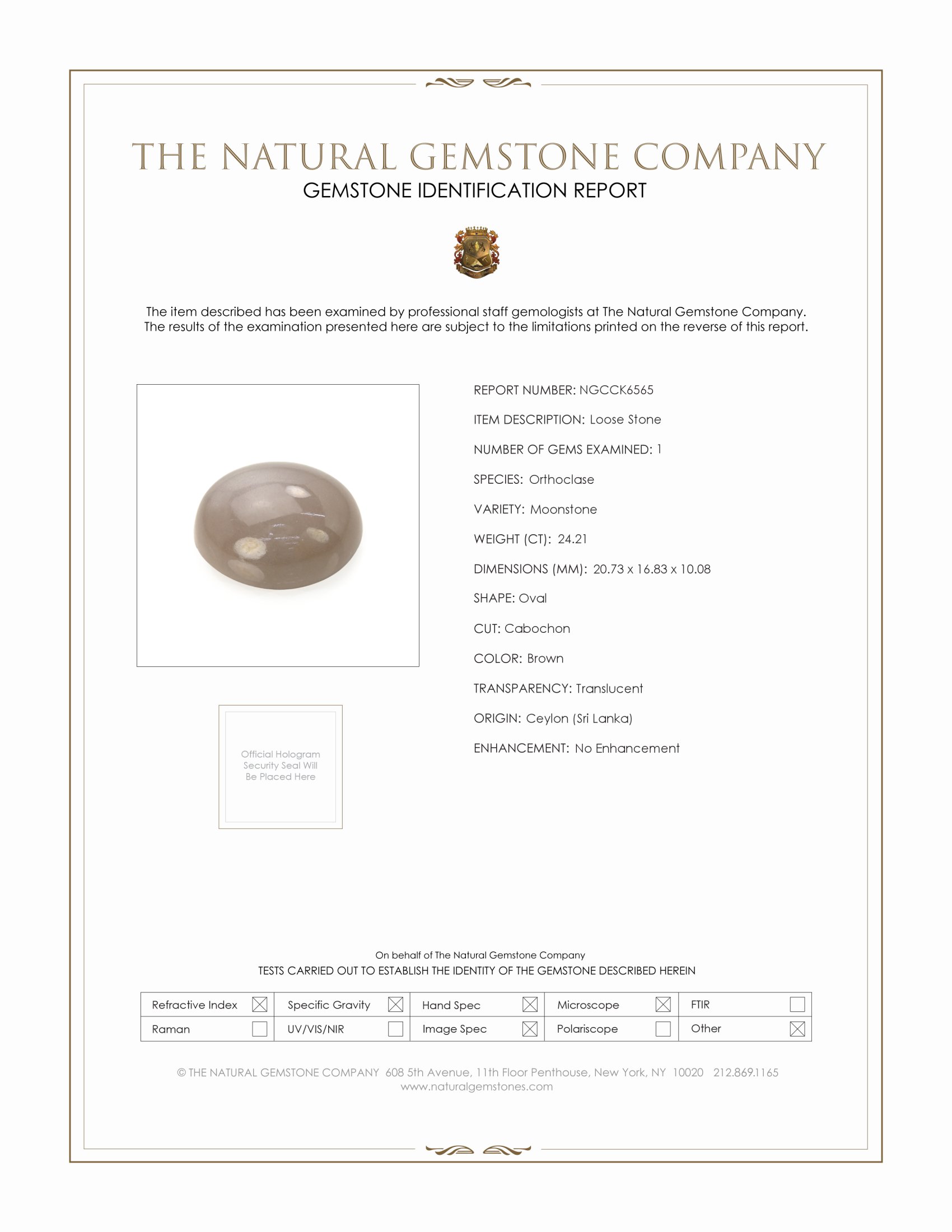 24.21 Ct. Cabochon Moonstone from Ceylon (Sri Lanka)